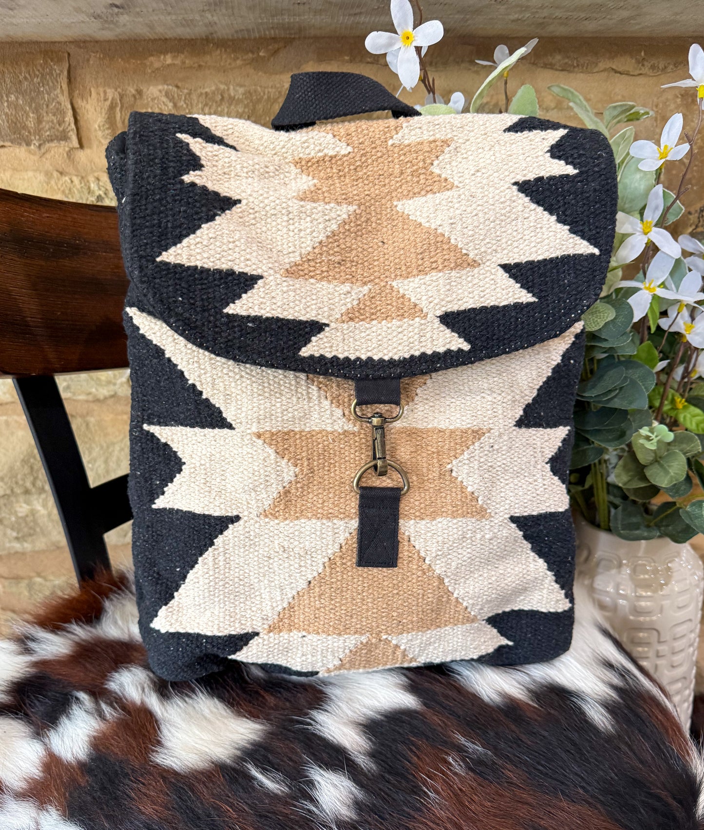 Aztec Backpack *Black, Cream & Tan