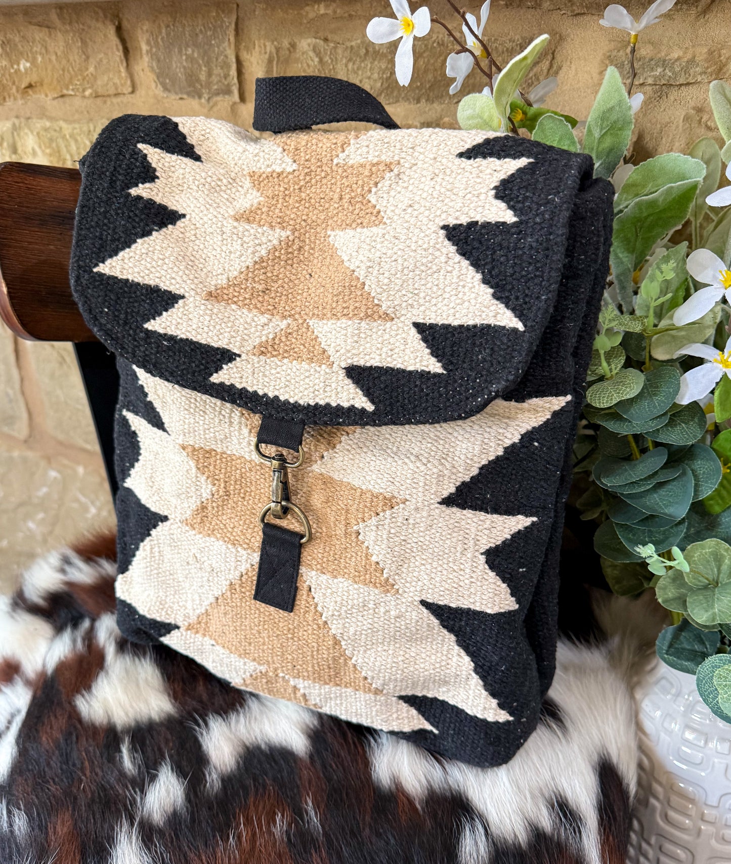 Aztec Backpack *Black, Cream & Tan