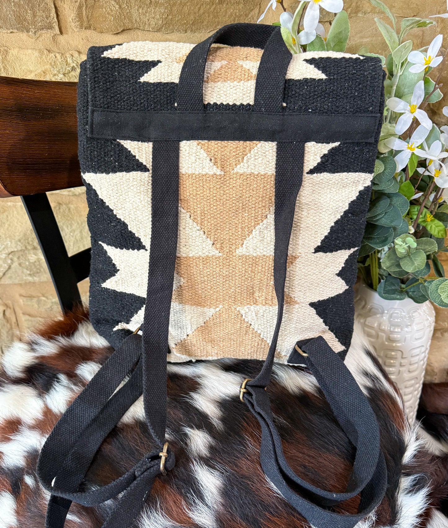 Aztec Backpack *Black, Cream & Tan