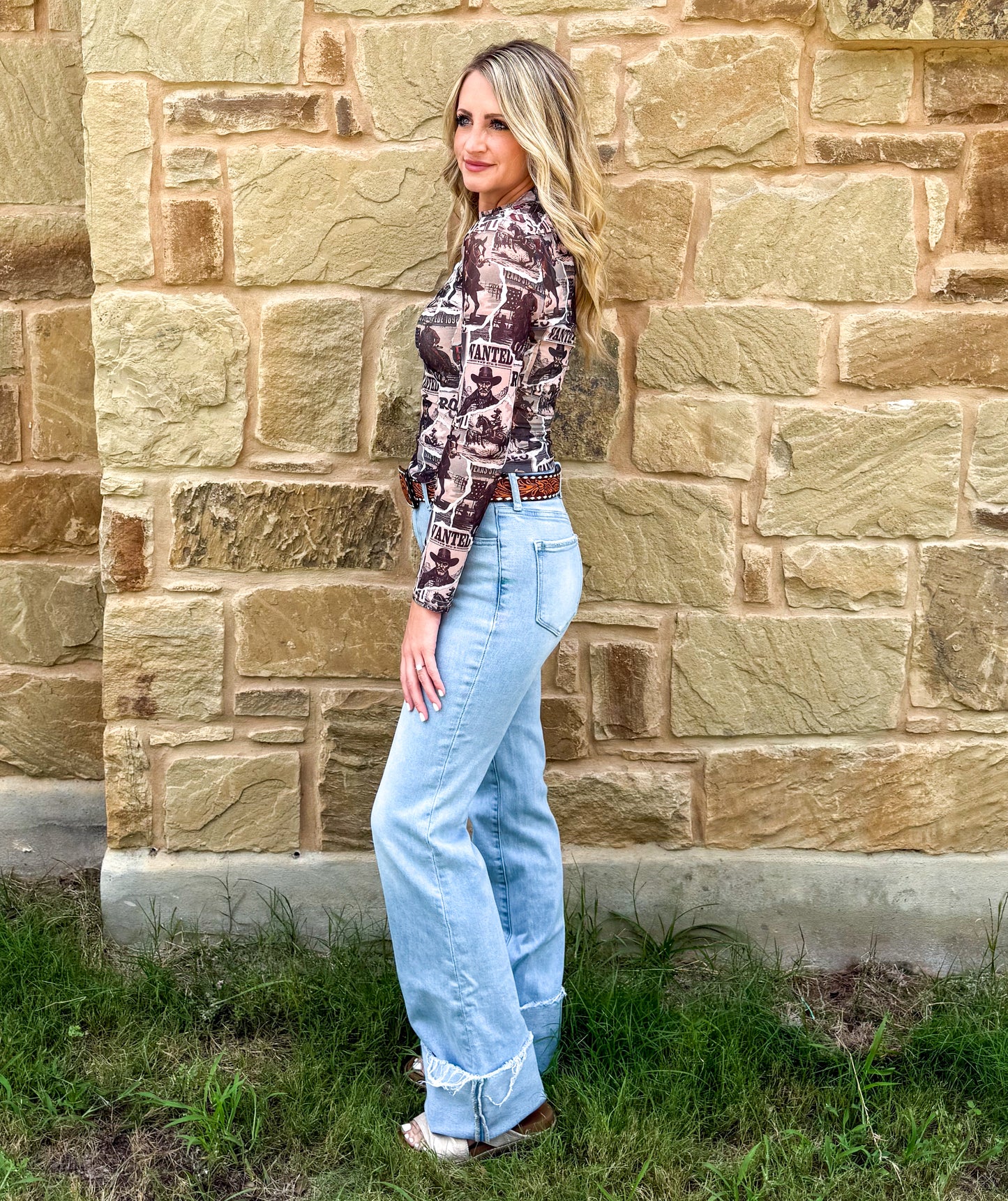 Wanted Cowboy Mesh Top