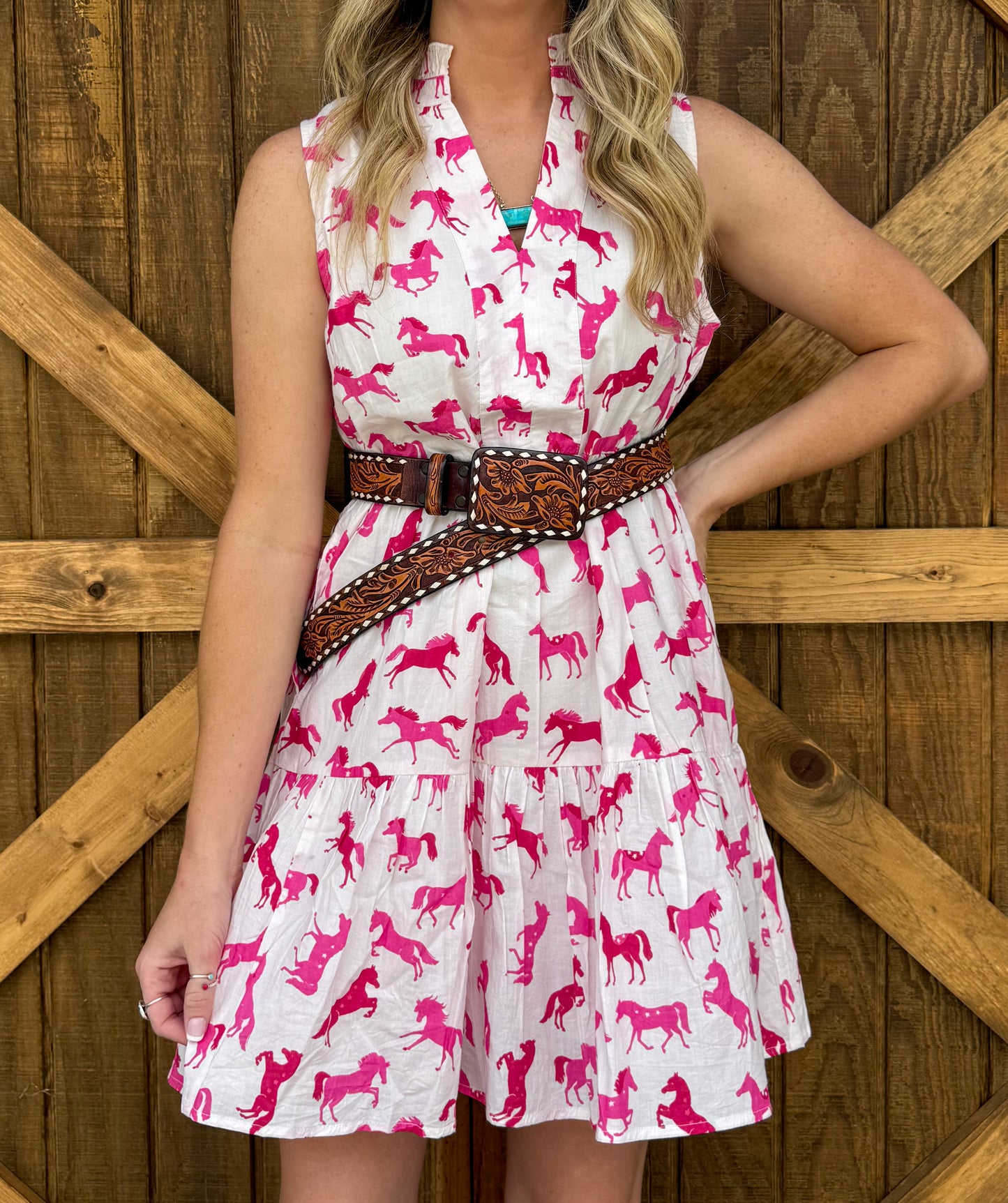 Pink Horses Mini Dress
