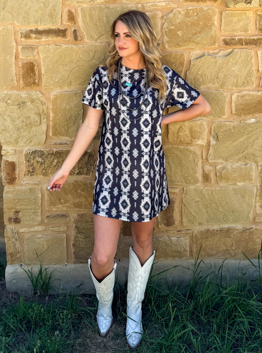 Southern Night Aztec Mini Dress