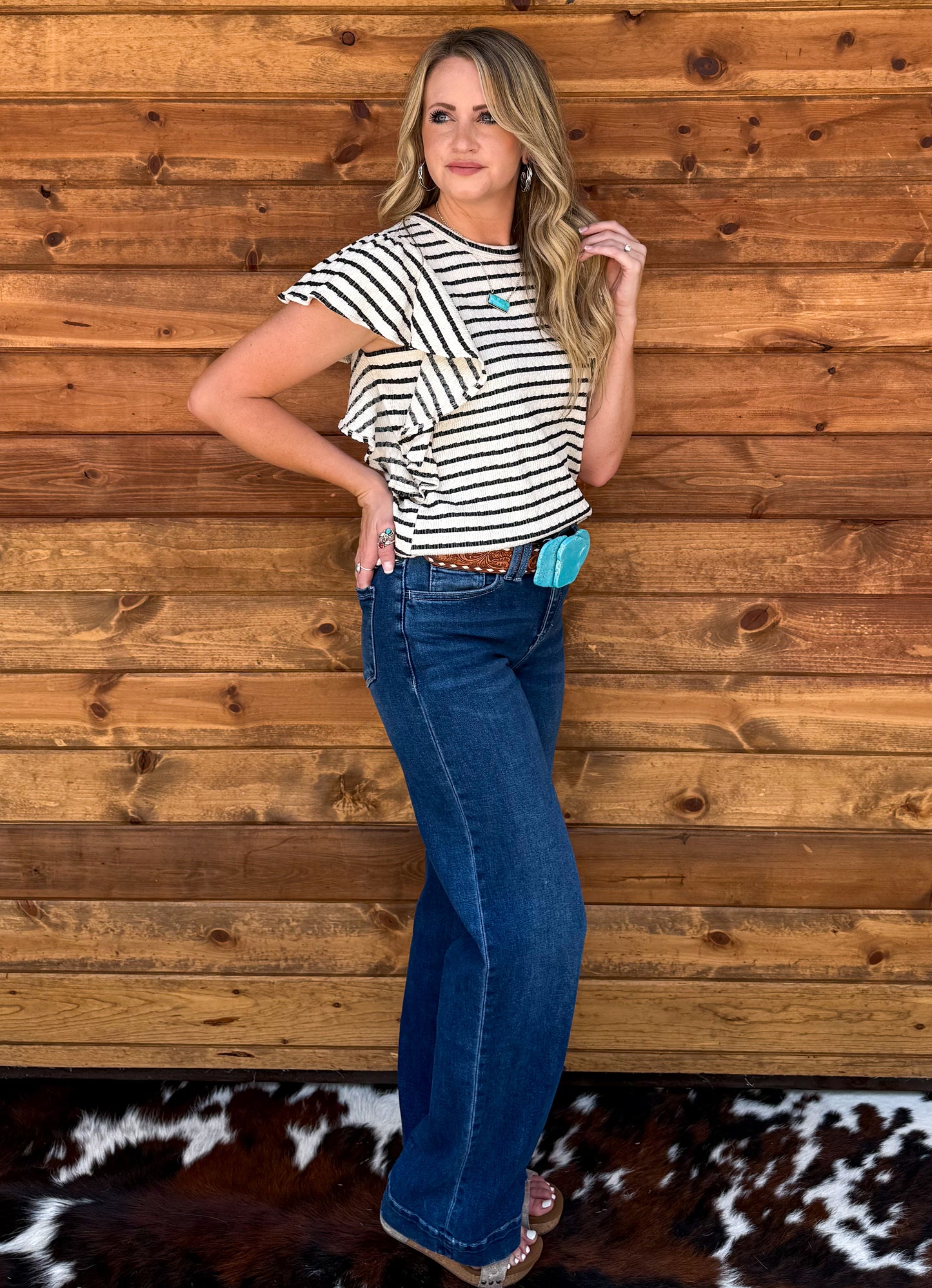 Striped Ruffle Top