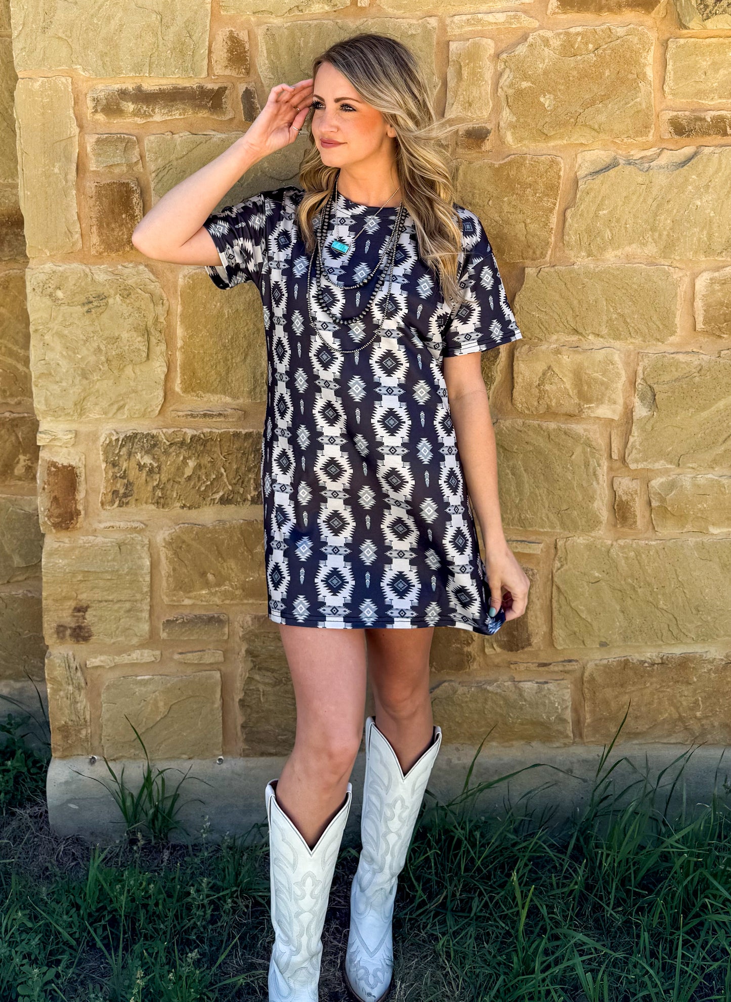 Southern Night Aztec Mini Dress