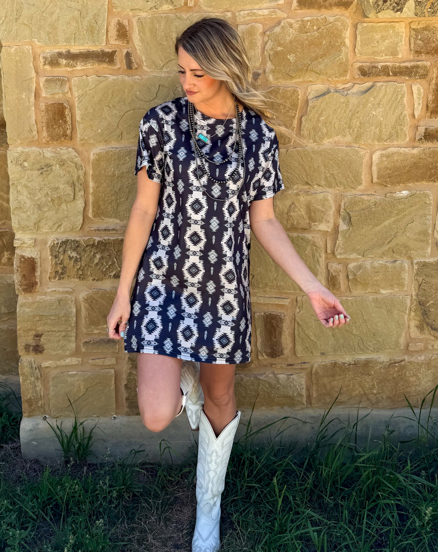 Southern Night Aztec Mini Dress