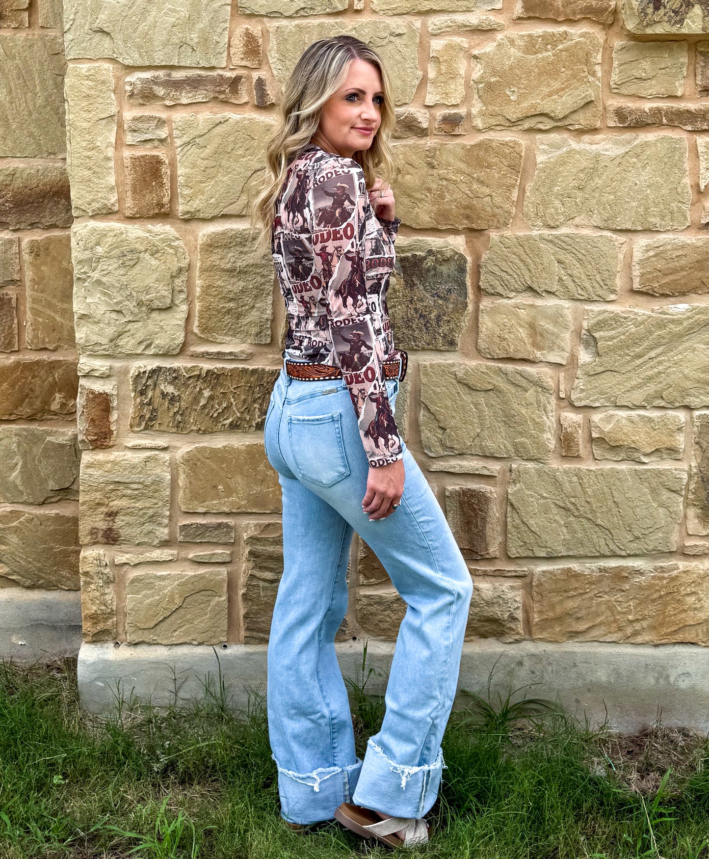 Wanted Cowboy Mesh Top