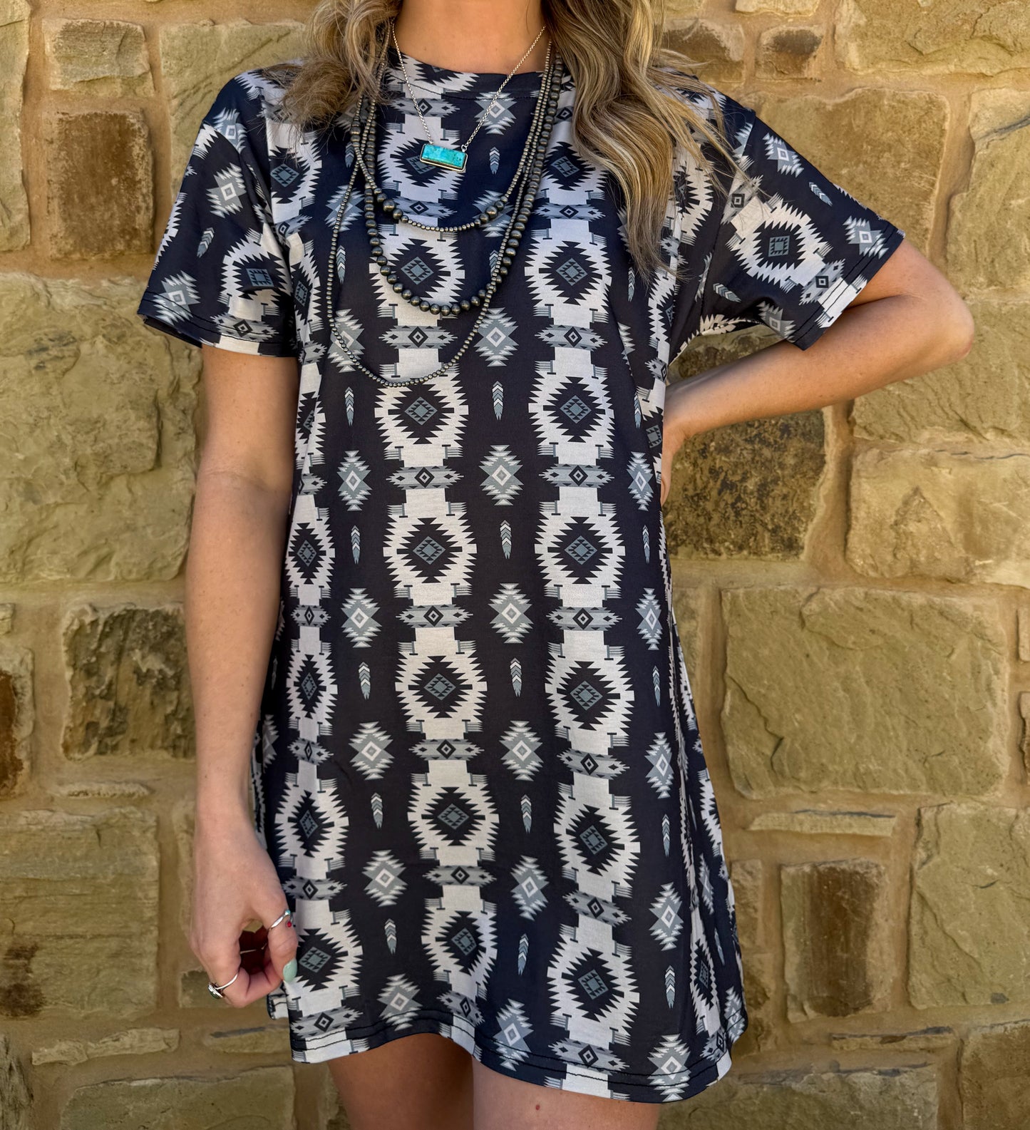 Southern Night Aztec Mini Dress