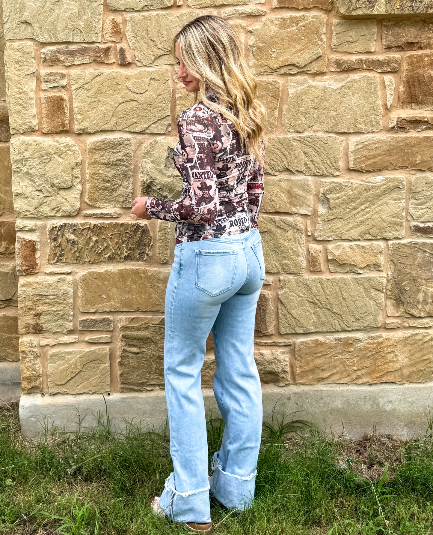 Wanted Cowboy Mesh Top