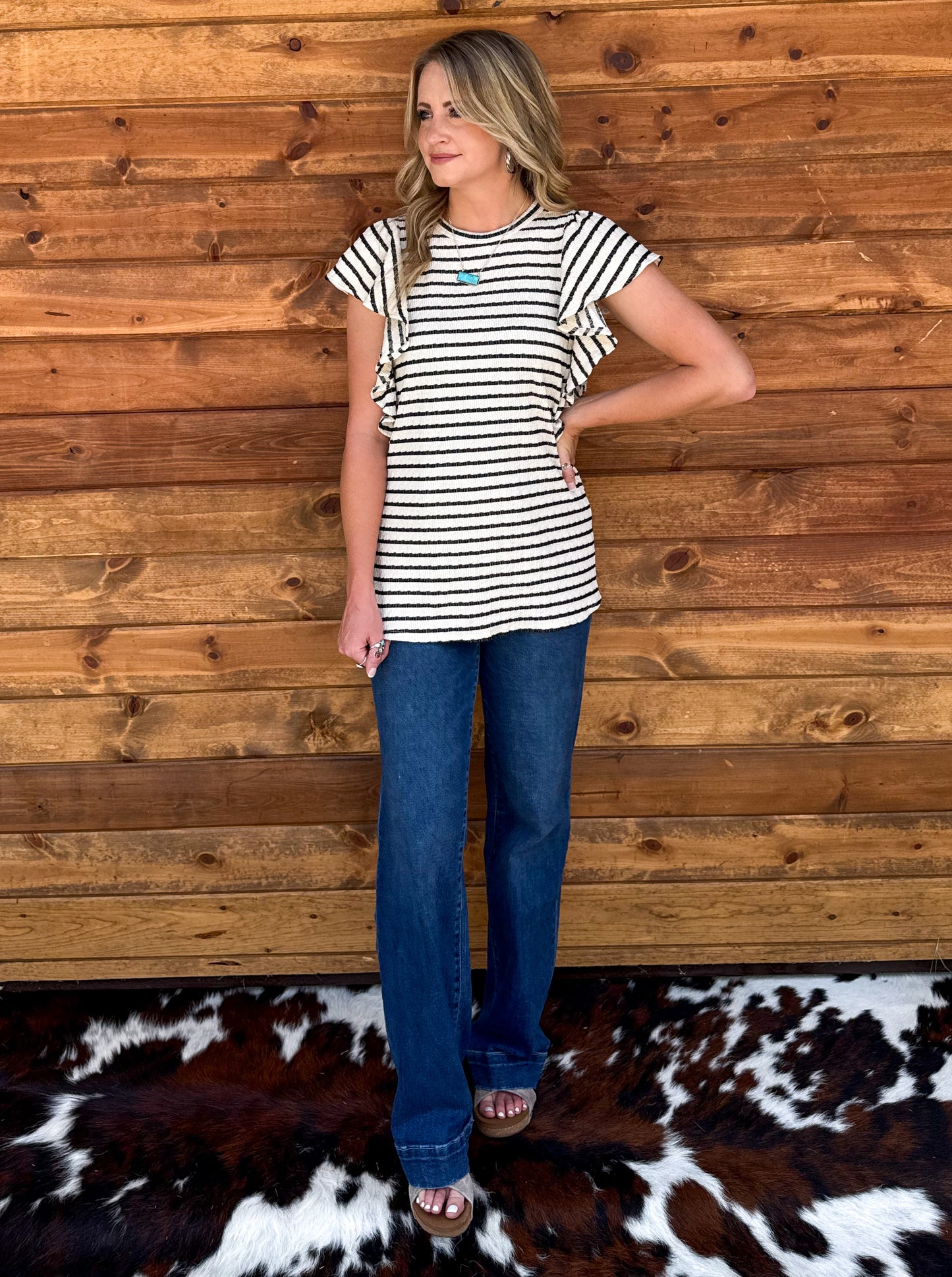 Striped Ruffle Top