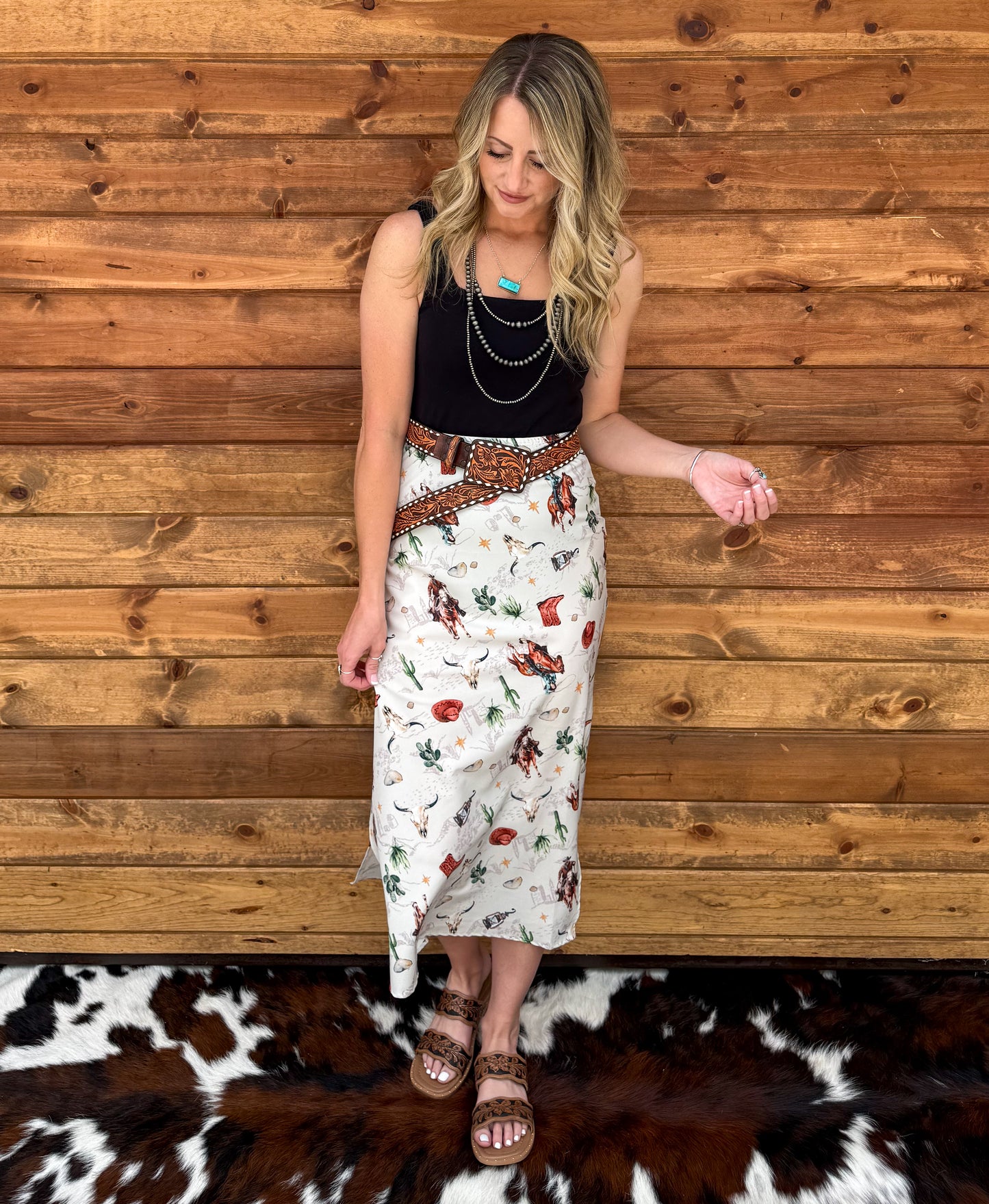 Old West Cowgirl Midi Skirt
