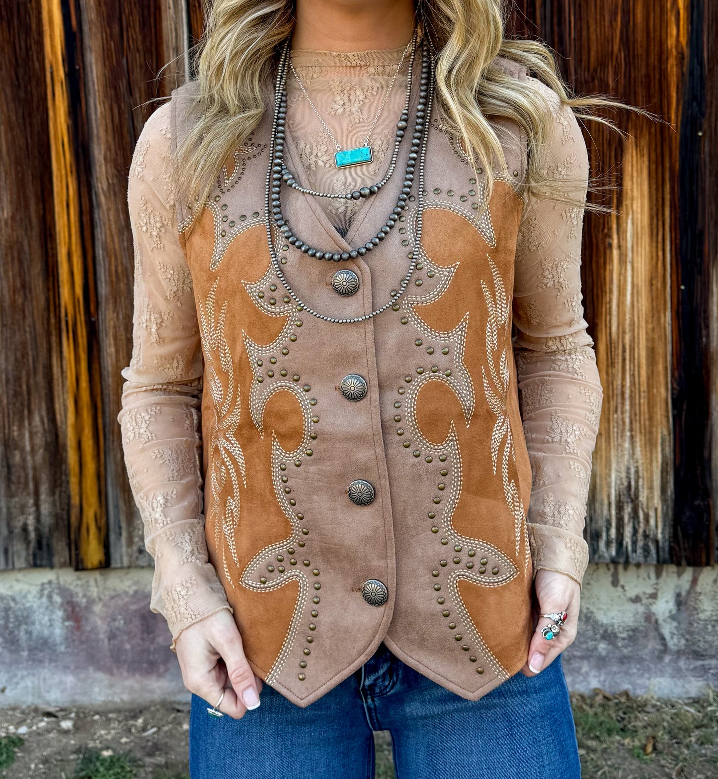 Boot Stitch Suede Vest