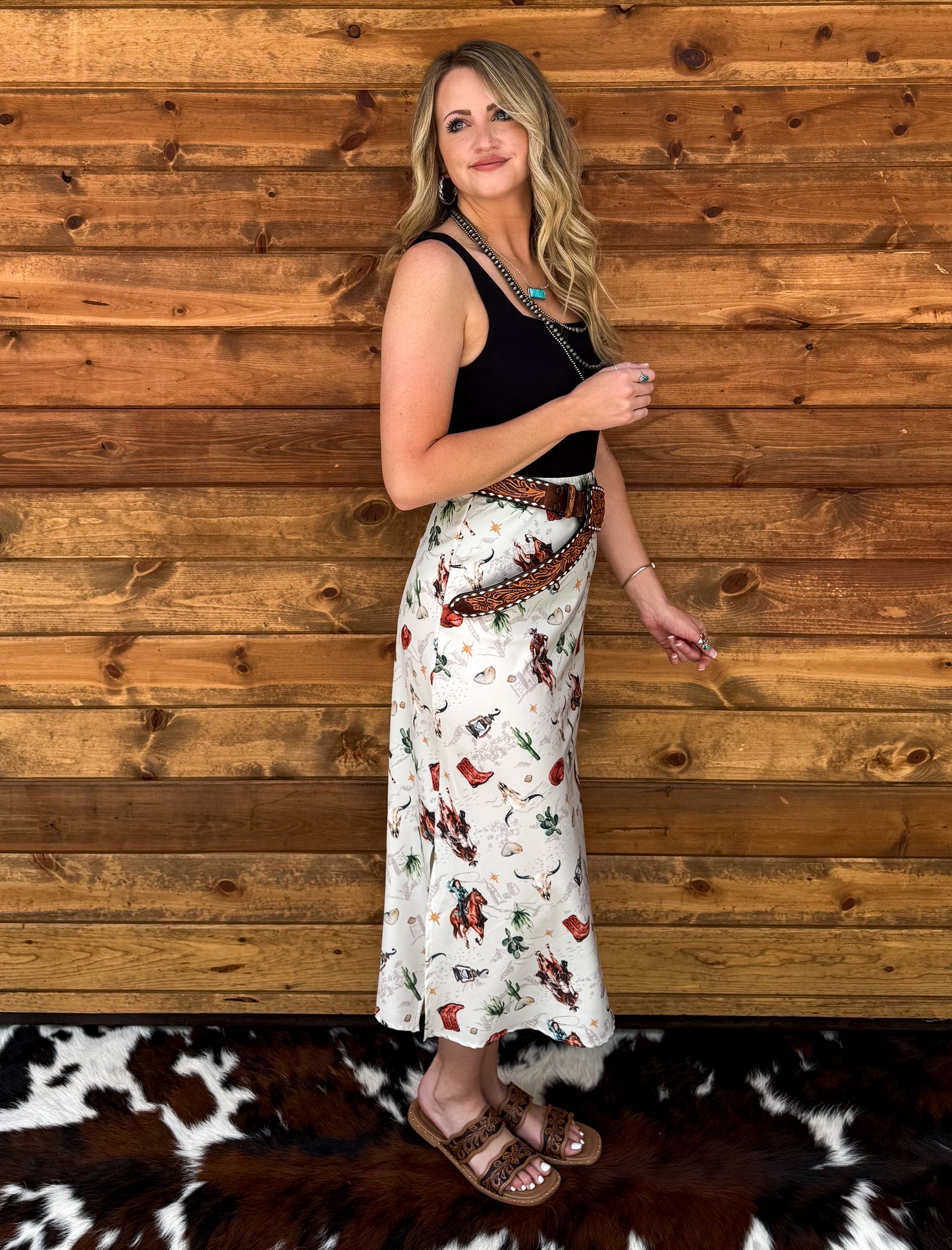 Old West Cowgirl Midi Skirt