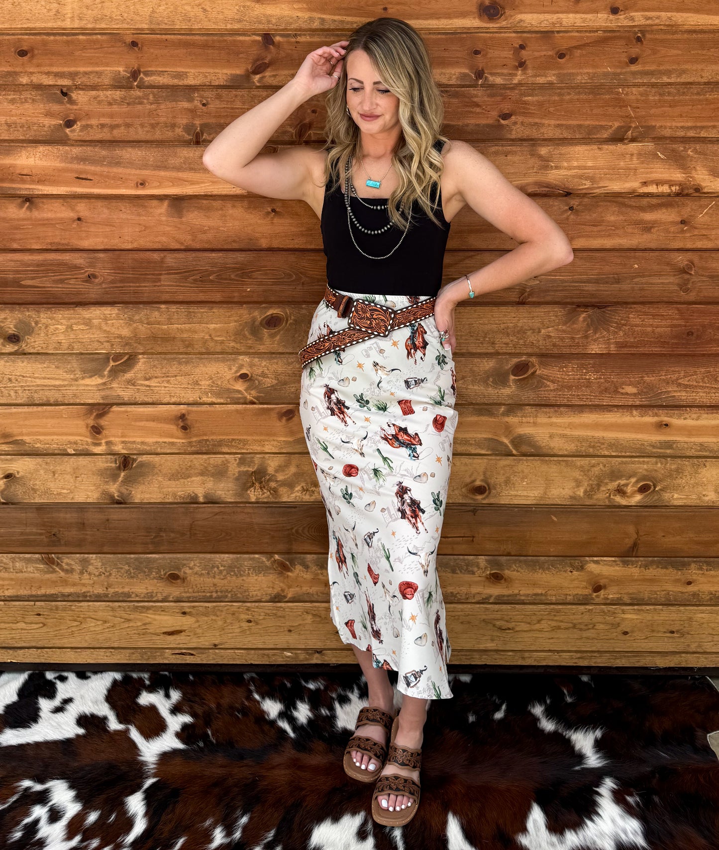 Old West Cowgirl Midi Skirt
