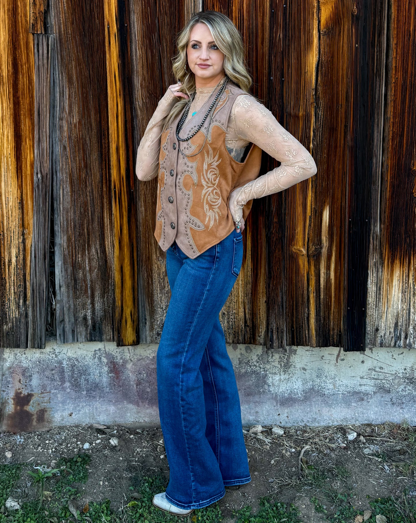 Boot Stitch Suede Vest