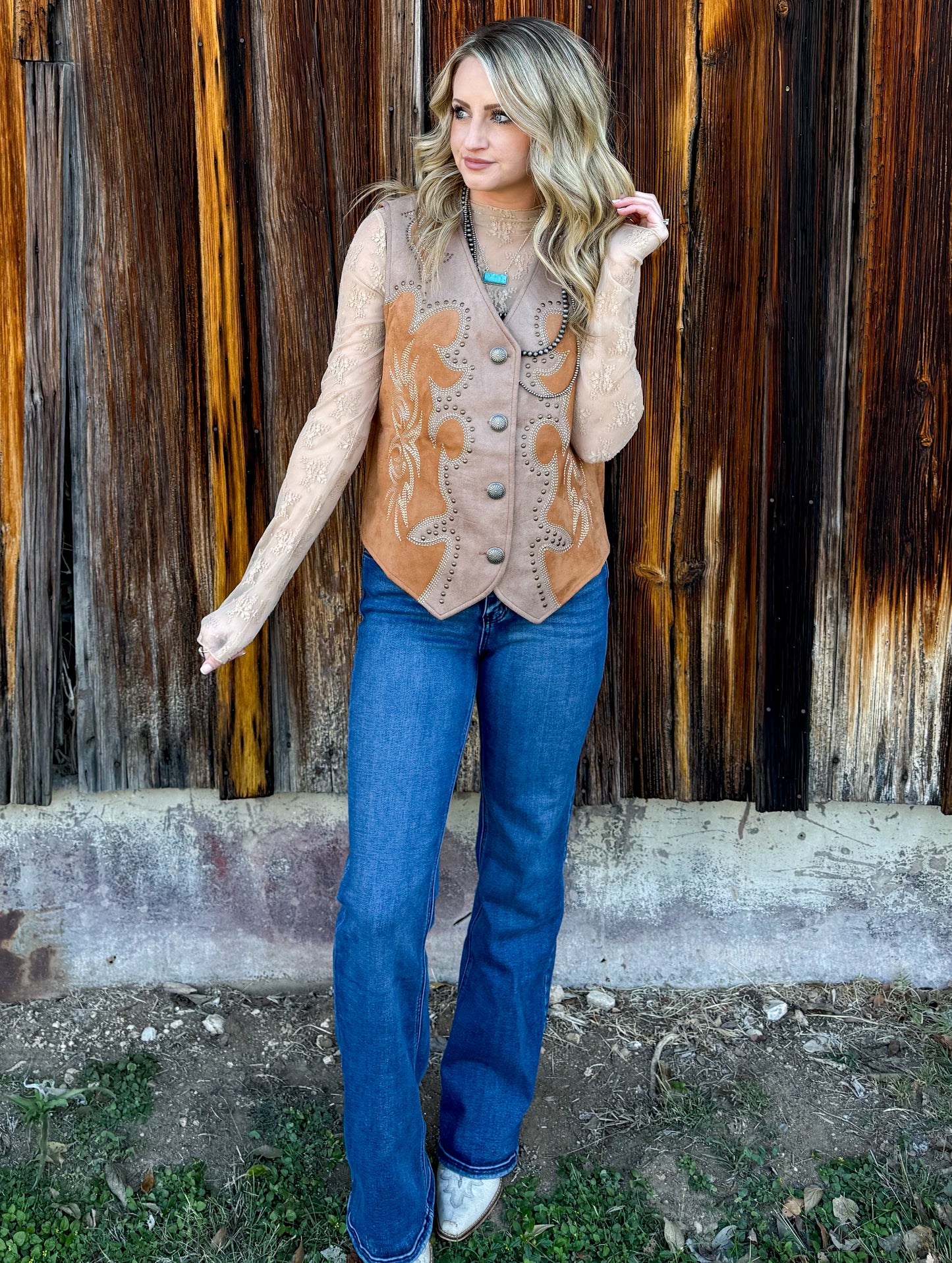 Boot Stitch Suede Vest