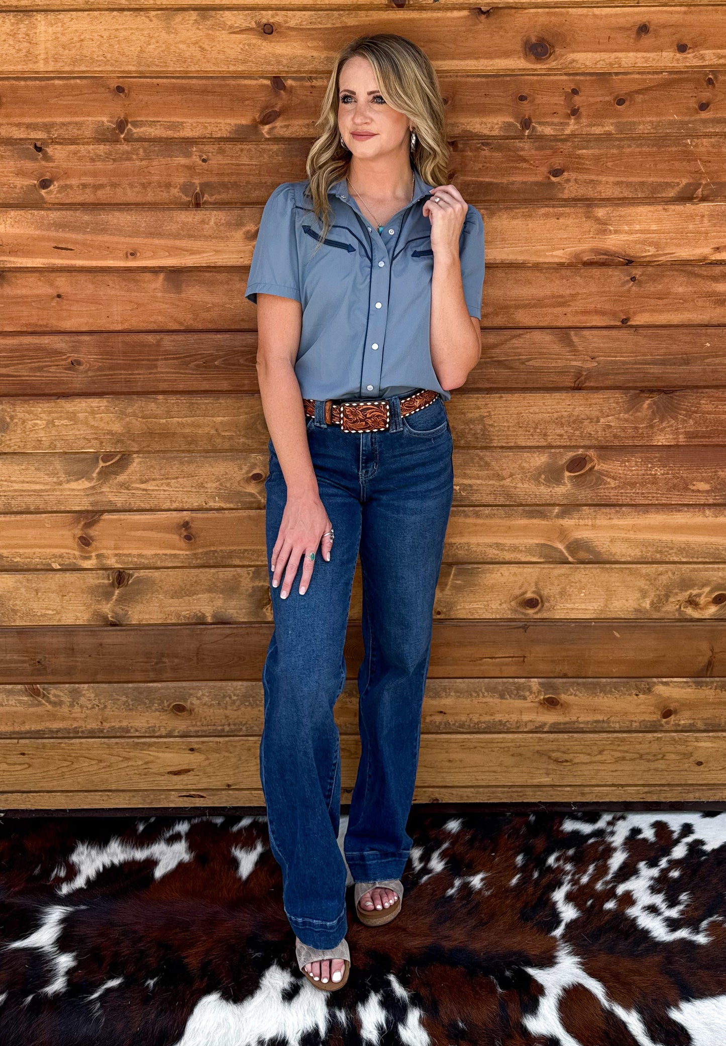 Cowgirl Pearl Snap Top *Blue