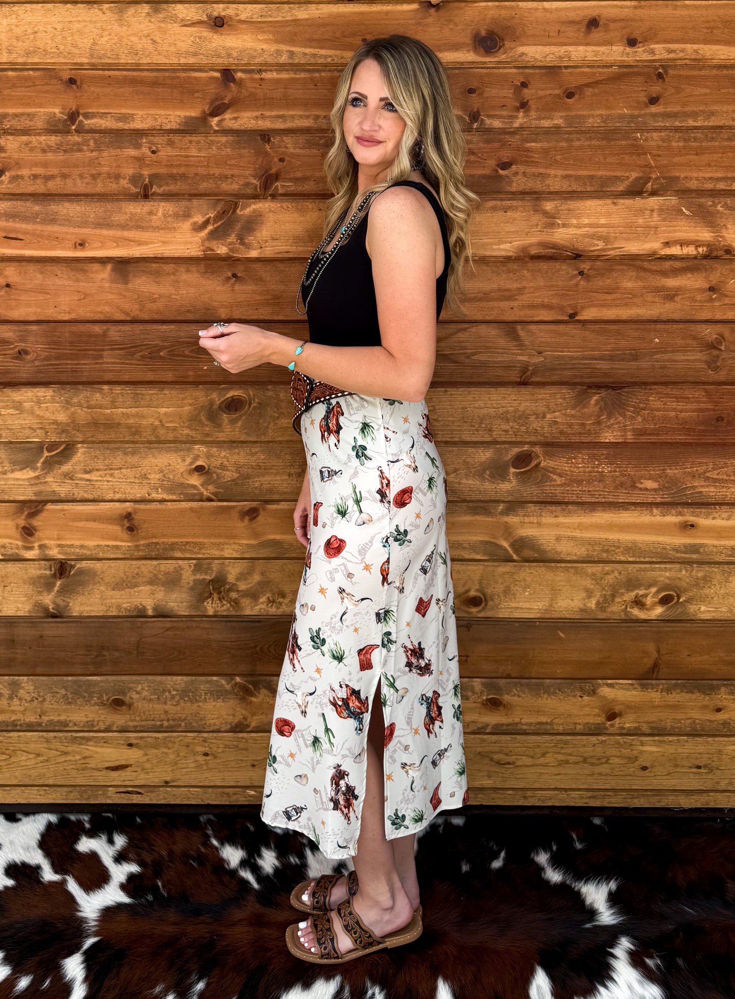 Old West Cowgirl Midi Skirt