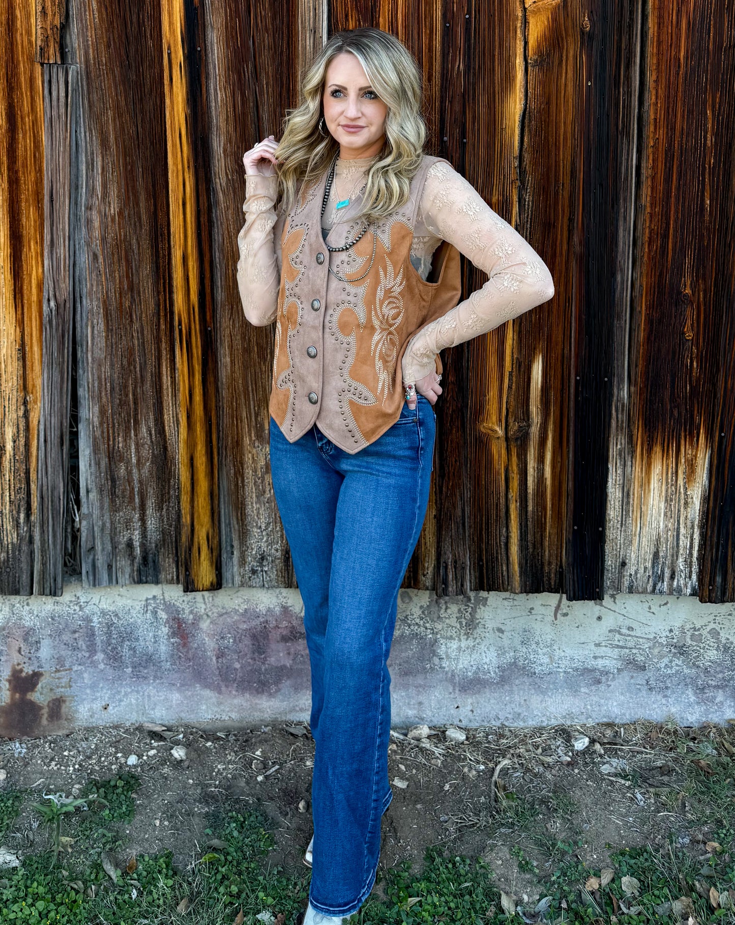 Boot Stitch Suede Vest