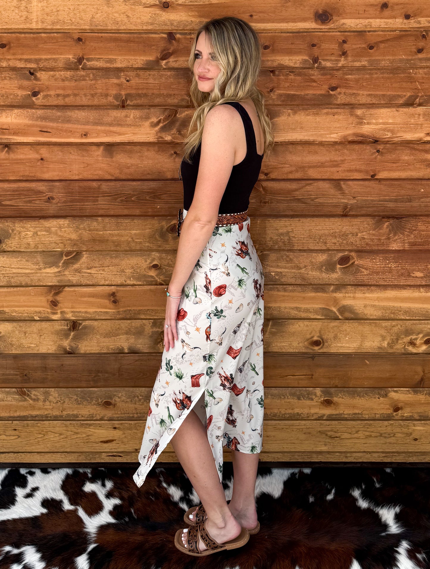 Old West Cowgirl Midi Skirt