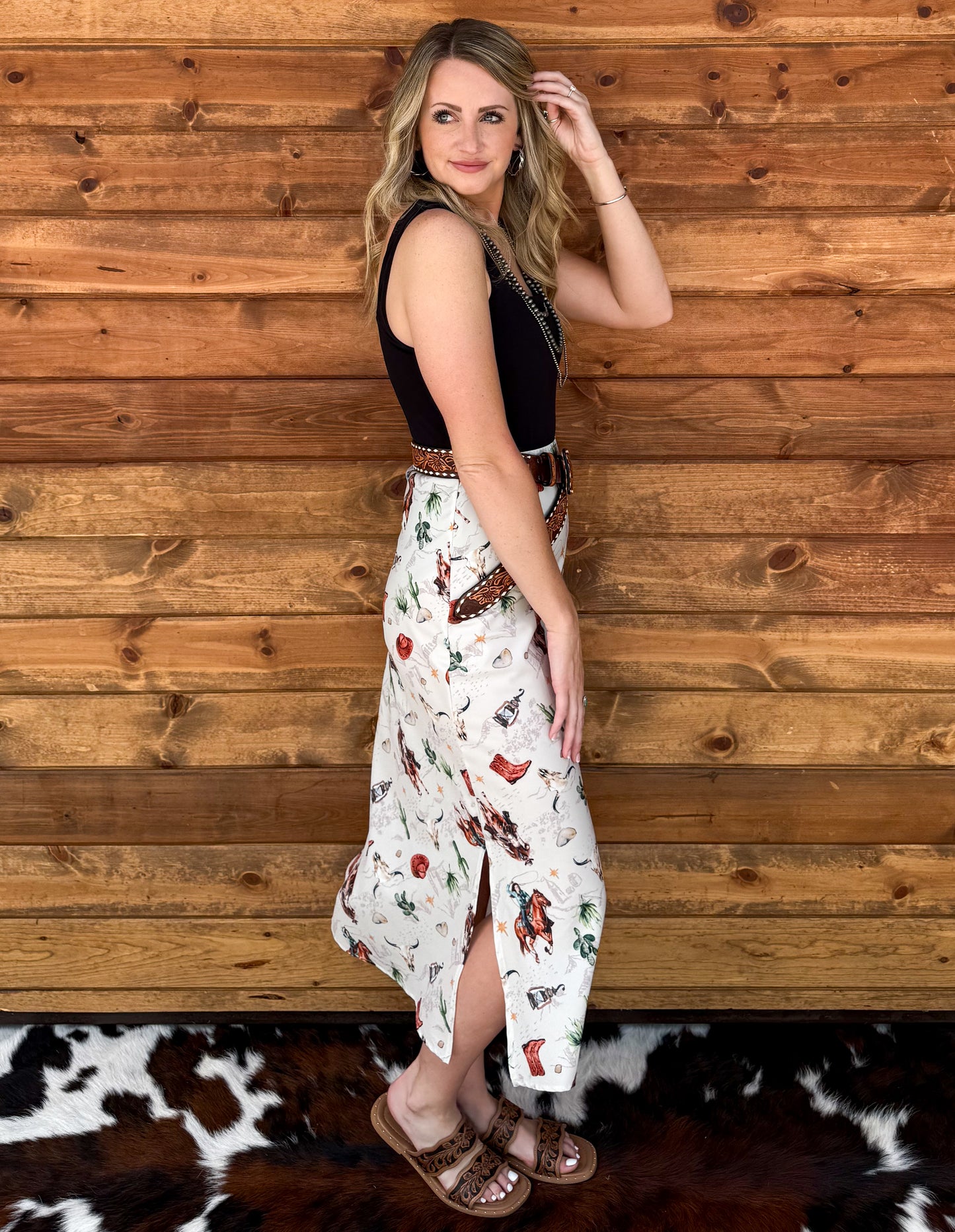 Old West Cowgirl Midi Skirt