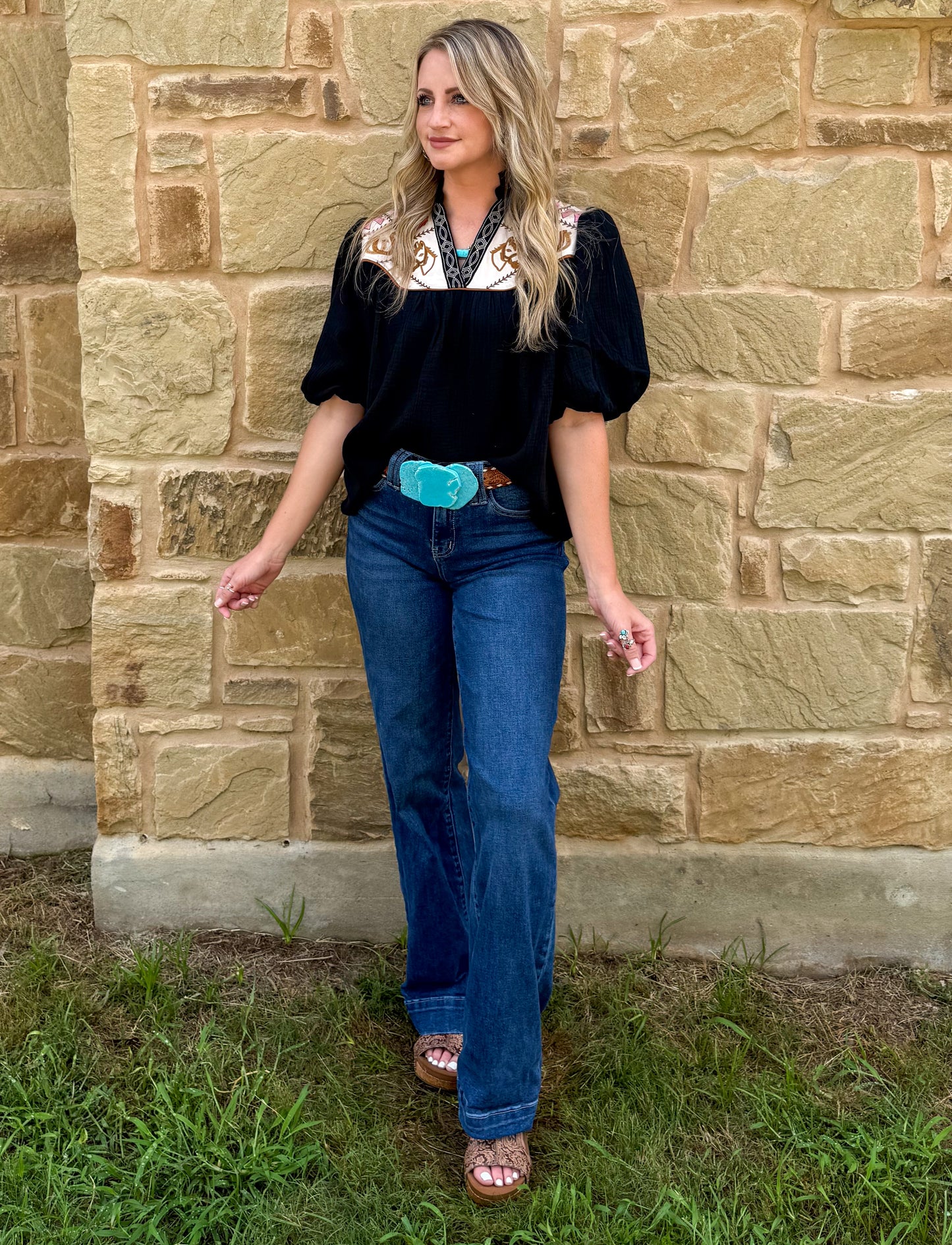 Western Embroidered Blouse *Black