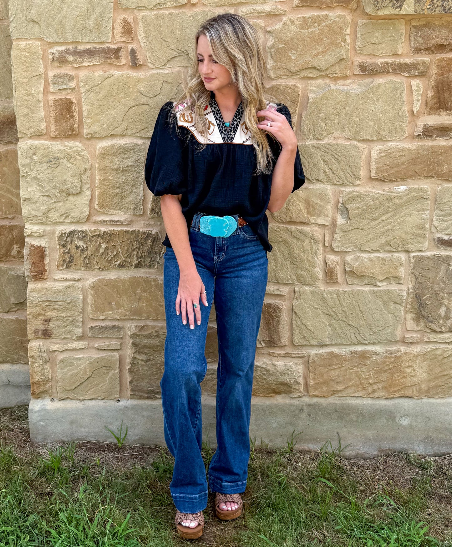 Western Embroidered Blouse *Black