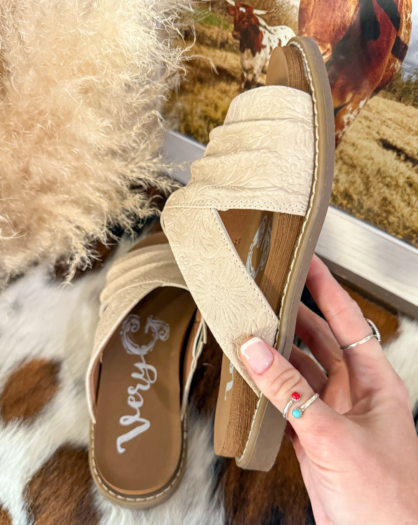 Jolene Tooled Sandals by Very G *Cream