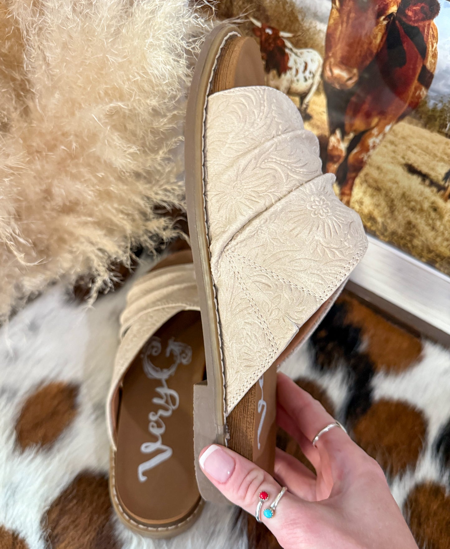 Jolene Tooled Sandals by Very G *Cream