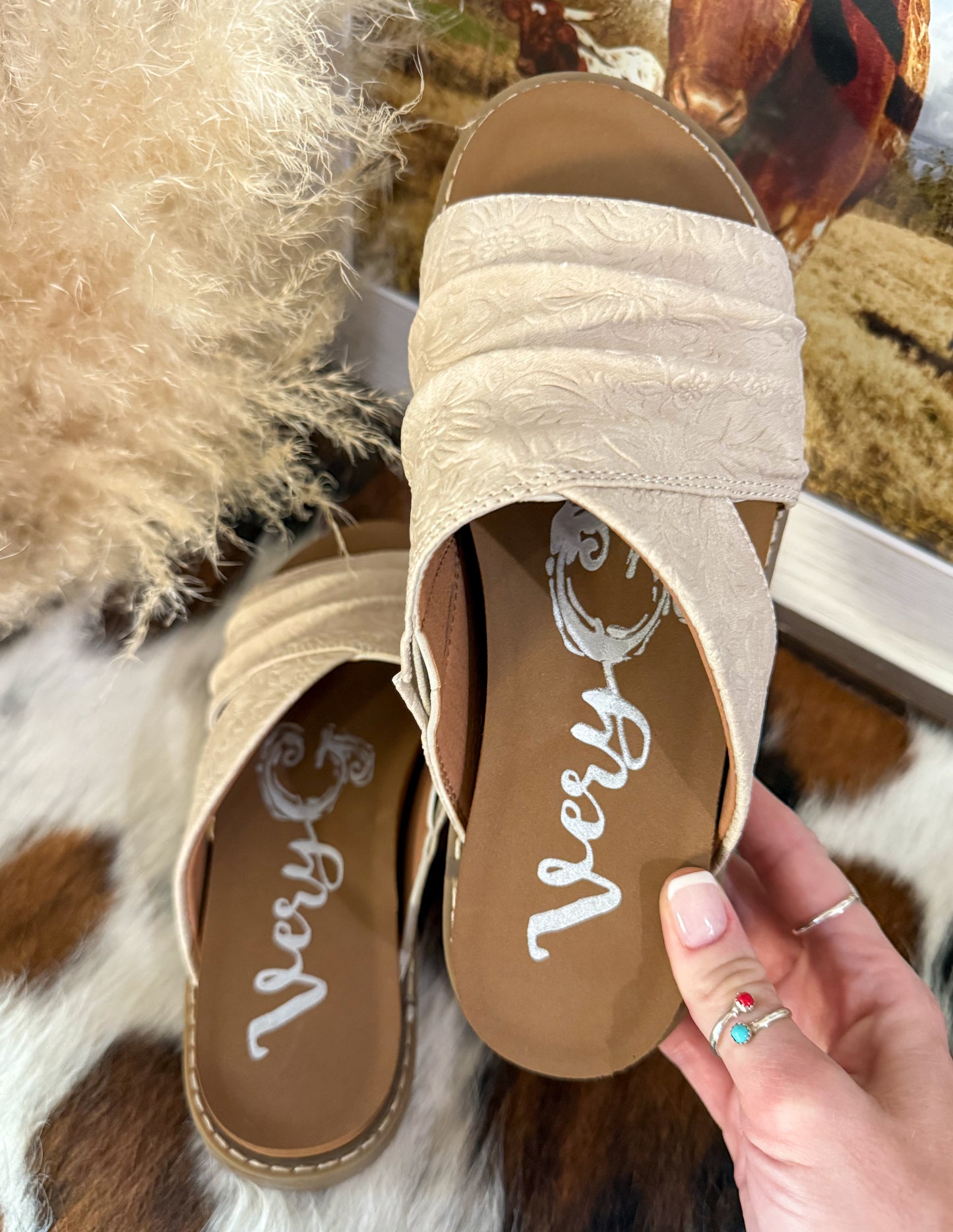 Jolene Tooled Sandals by Very G *Cream