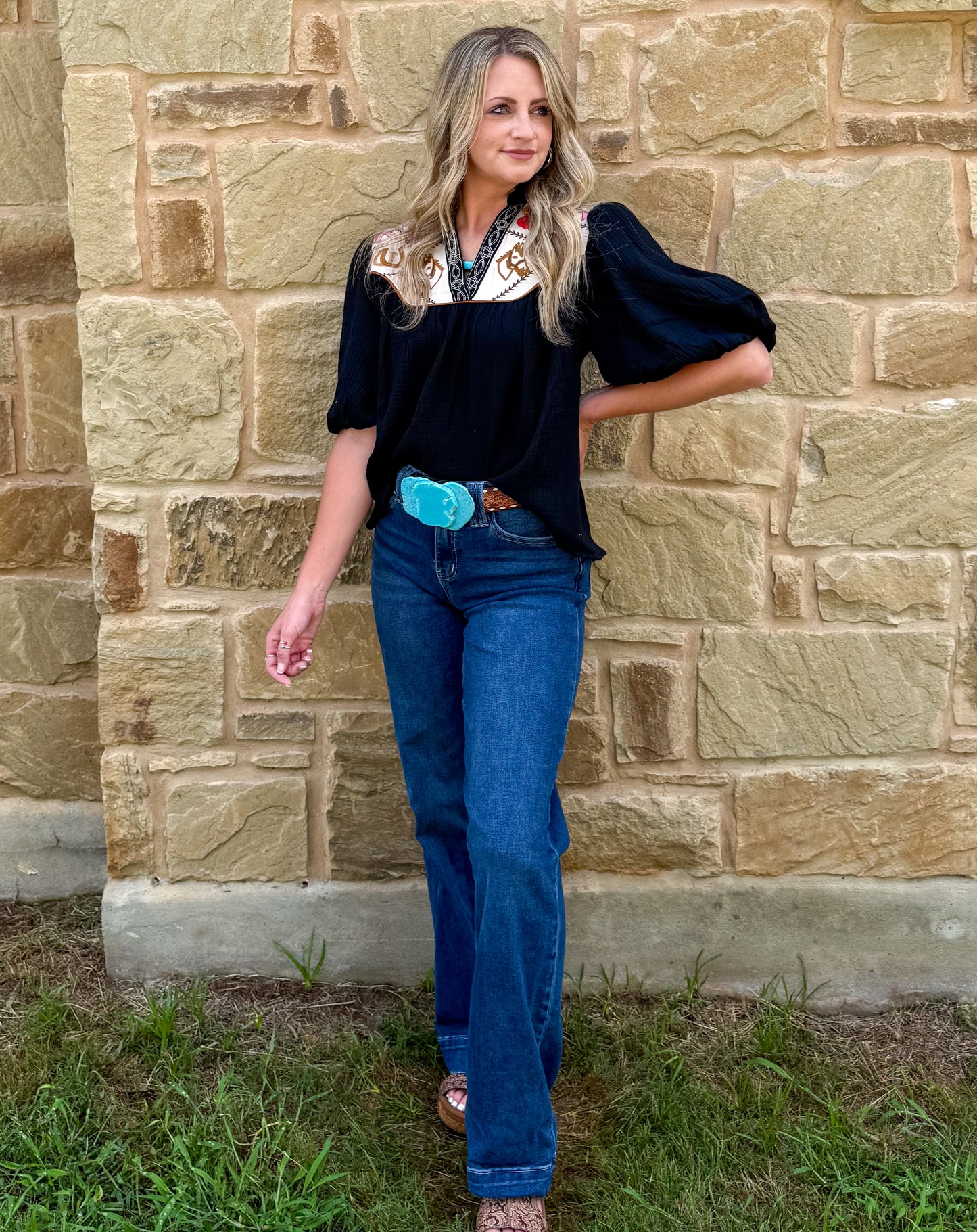 Western Embroidered Blouse *Black