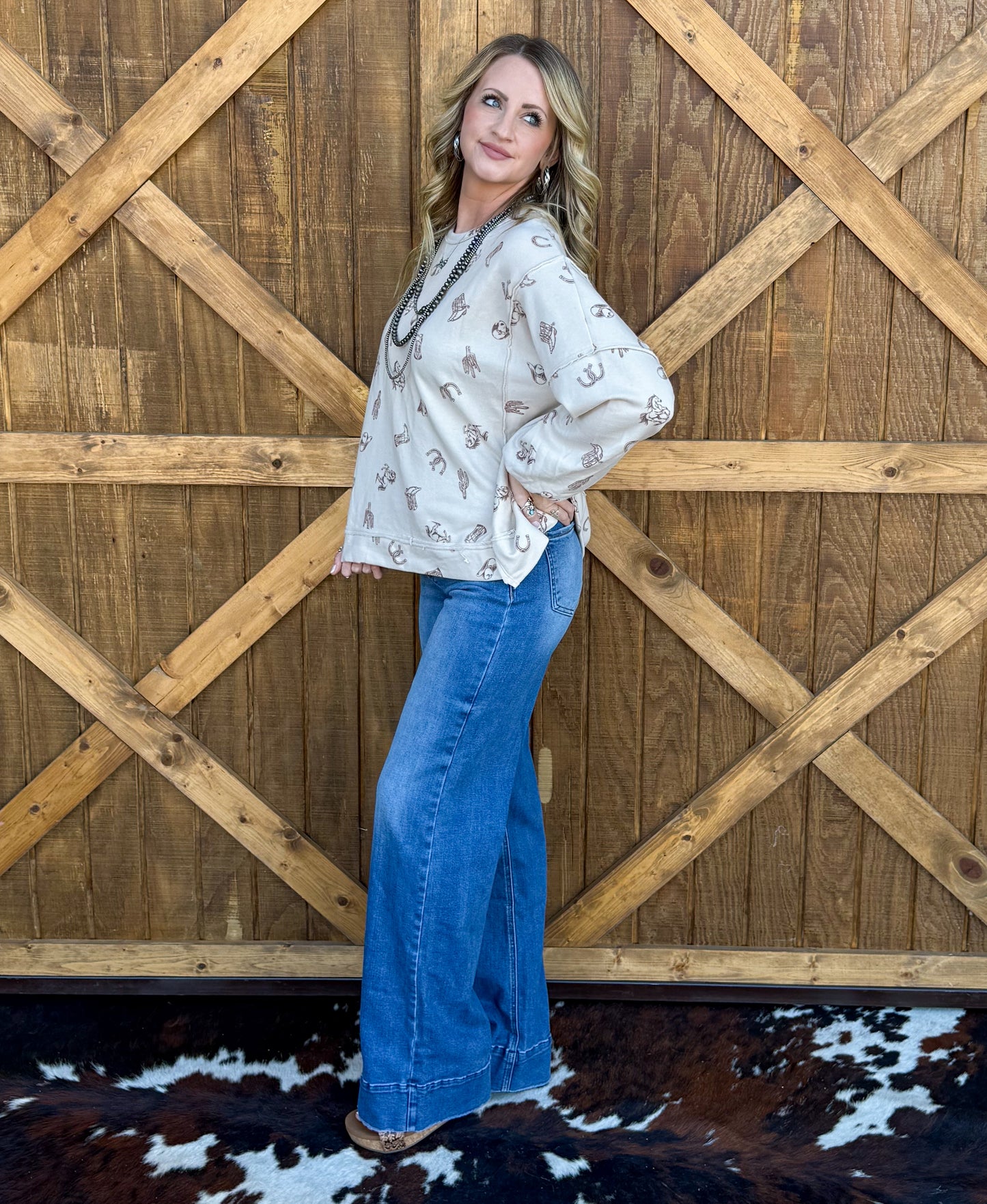 All Things Western Collage Sweatshirt *Cream