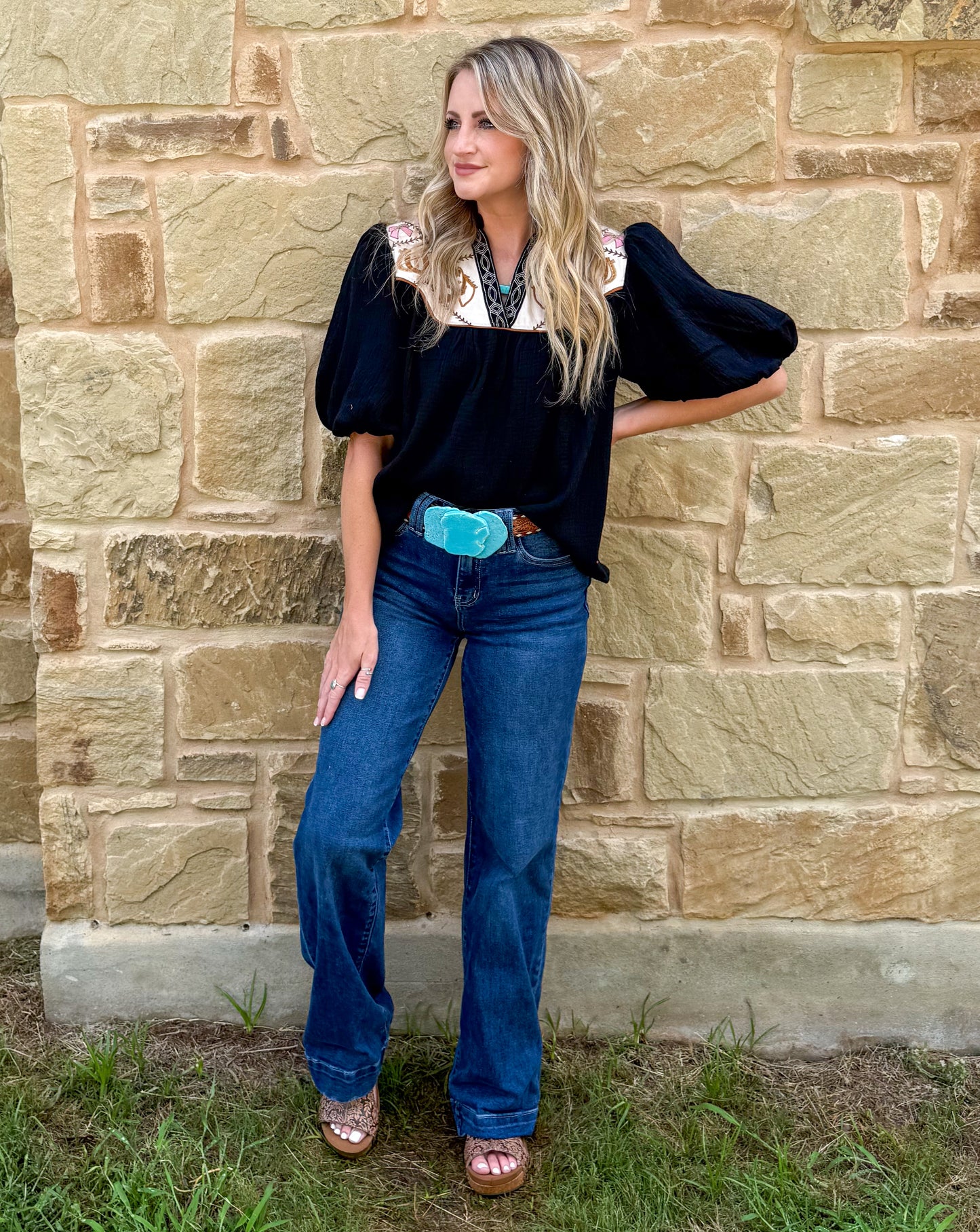 Western Embroidered Blouse *Black