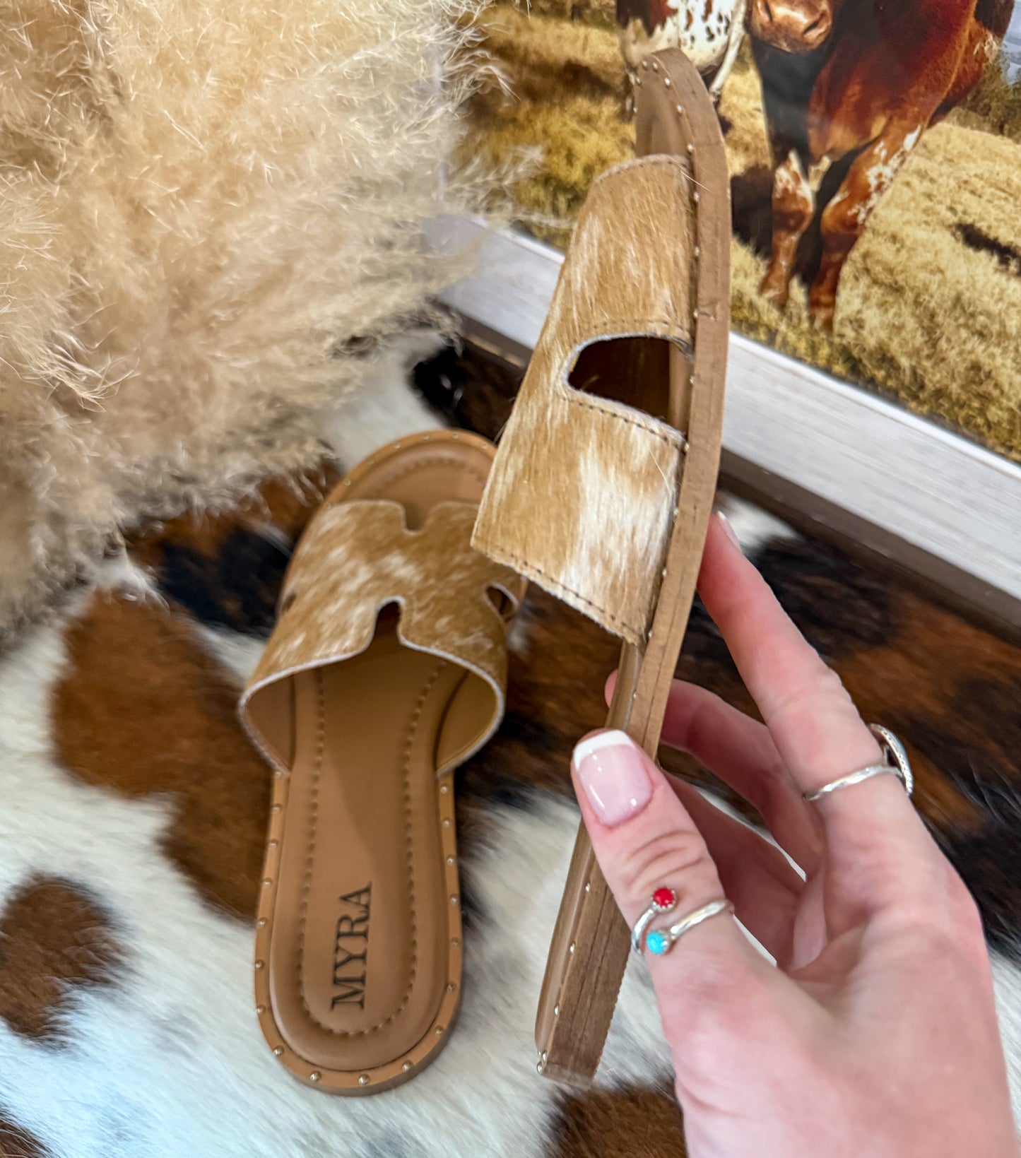 Anne Cowhide Sandals