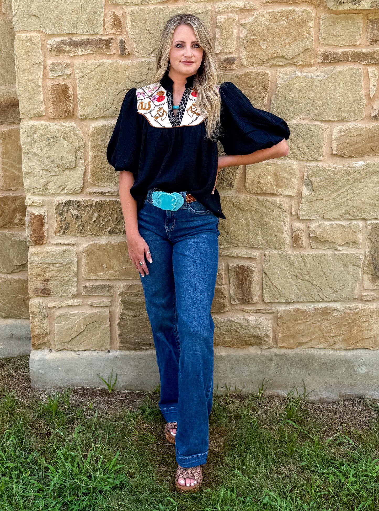 Western Embroidered Blouse *Black