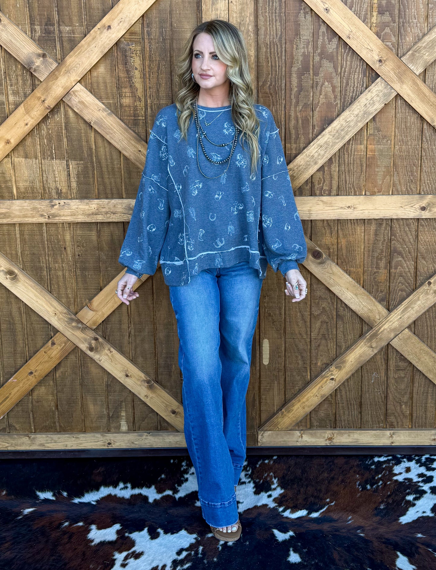 All Things Western Collage Sweatshirt *Denim