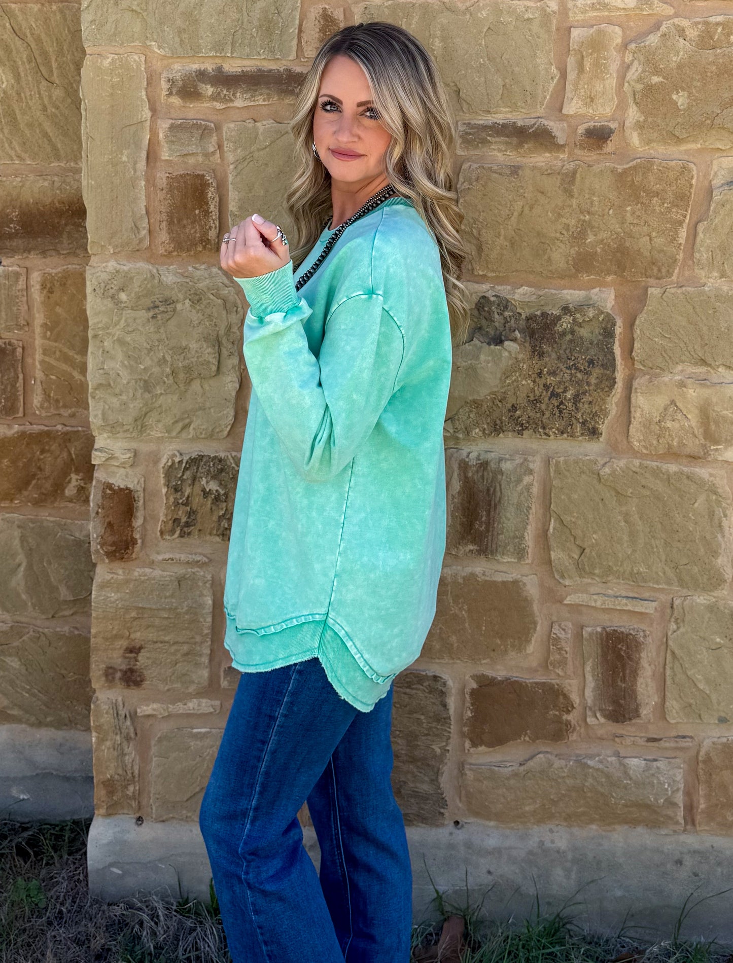 Basic Acid Washed Sweatshirt *Turquoise