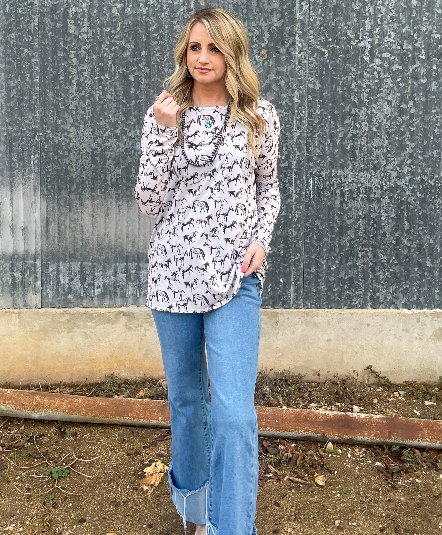 Ivory Horses Long Sleeve