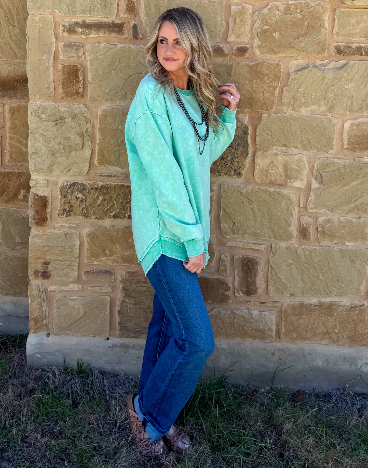 Basic Acid Washed Sweatshirt *Turquoise