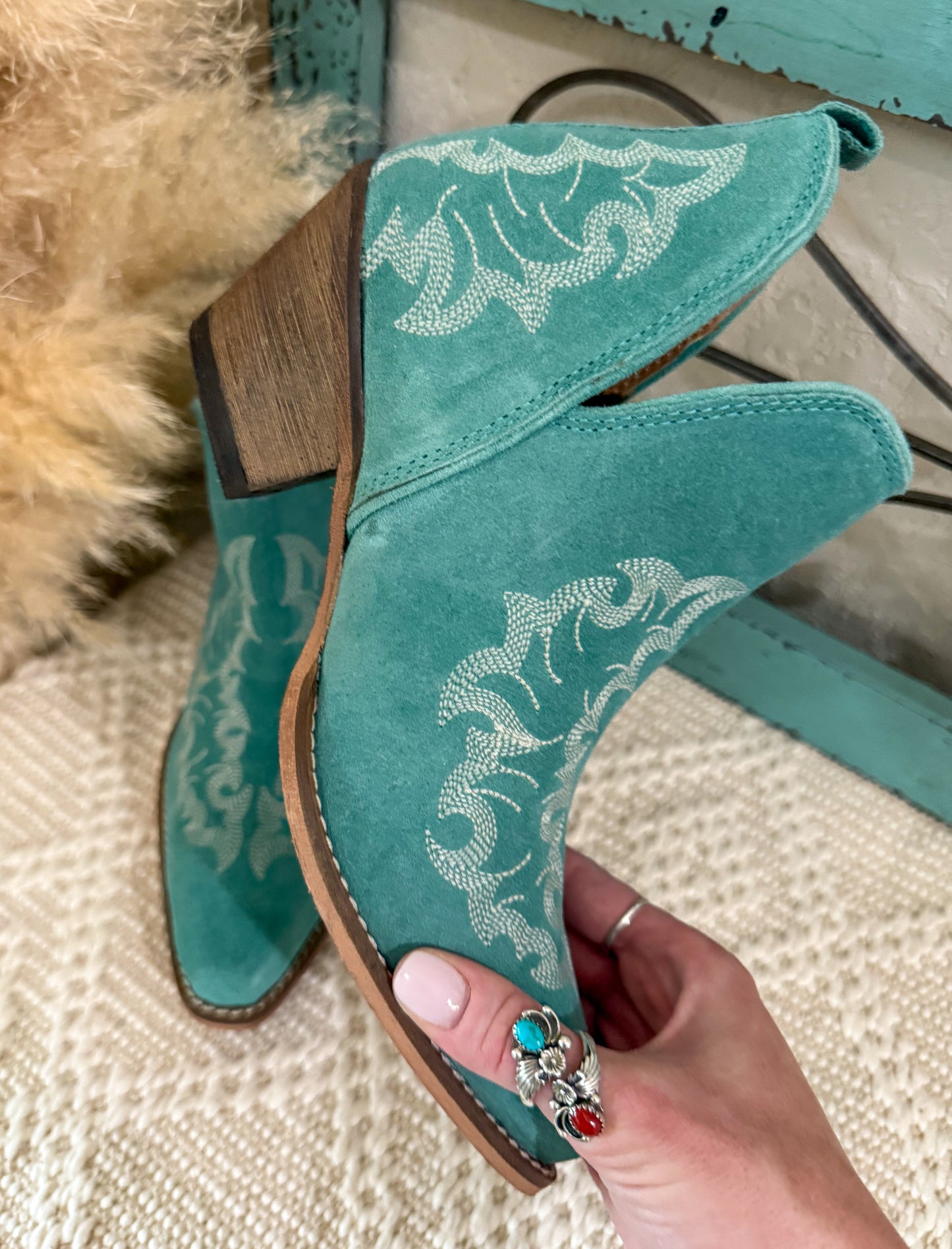 Sky Blue Western Booties