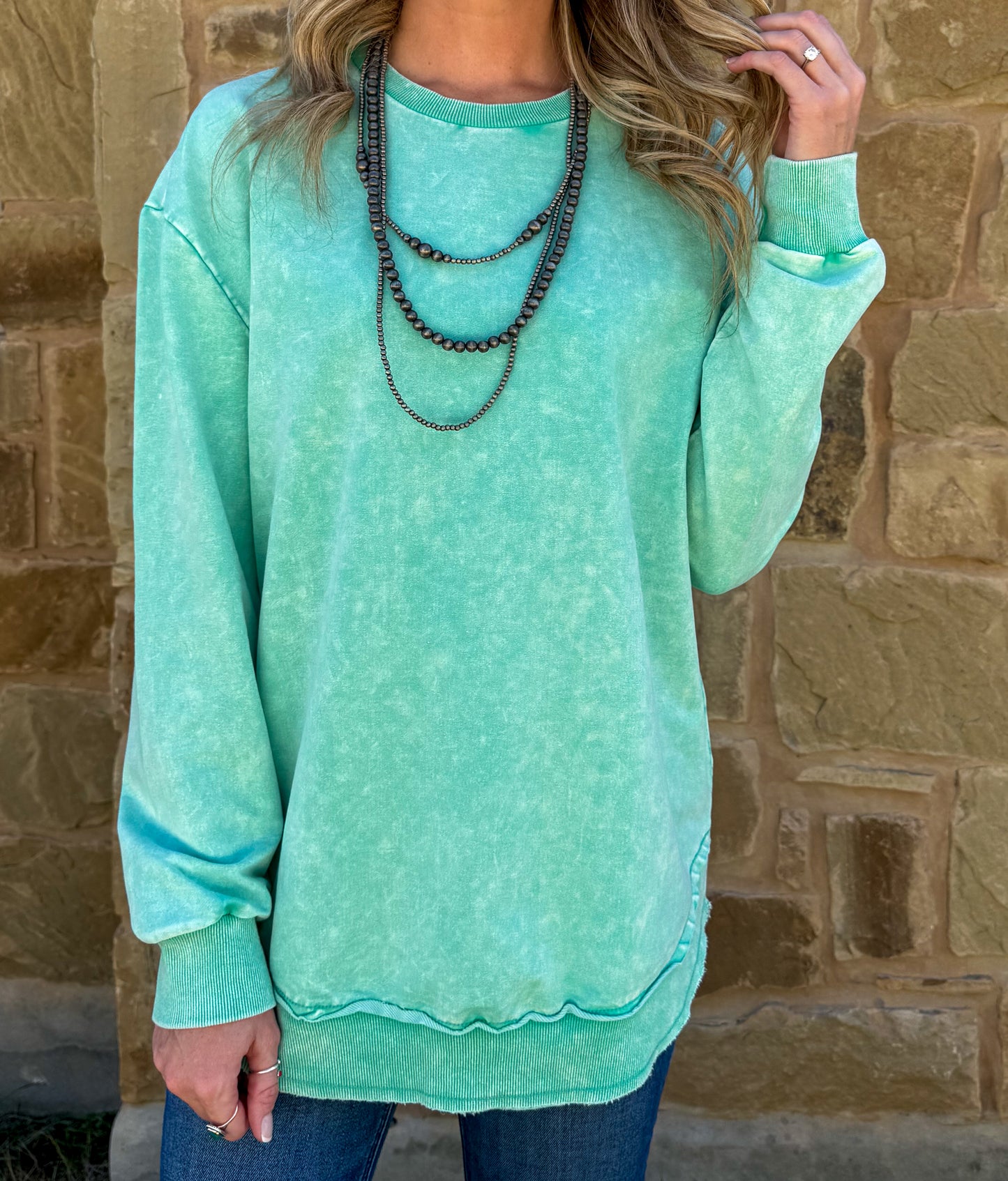 Basic Acid Washed Sweatshirt *Turquoise