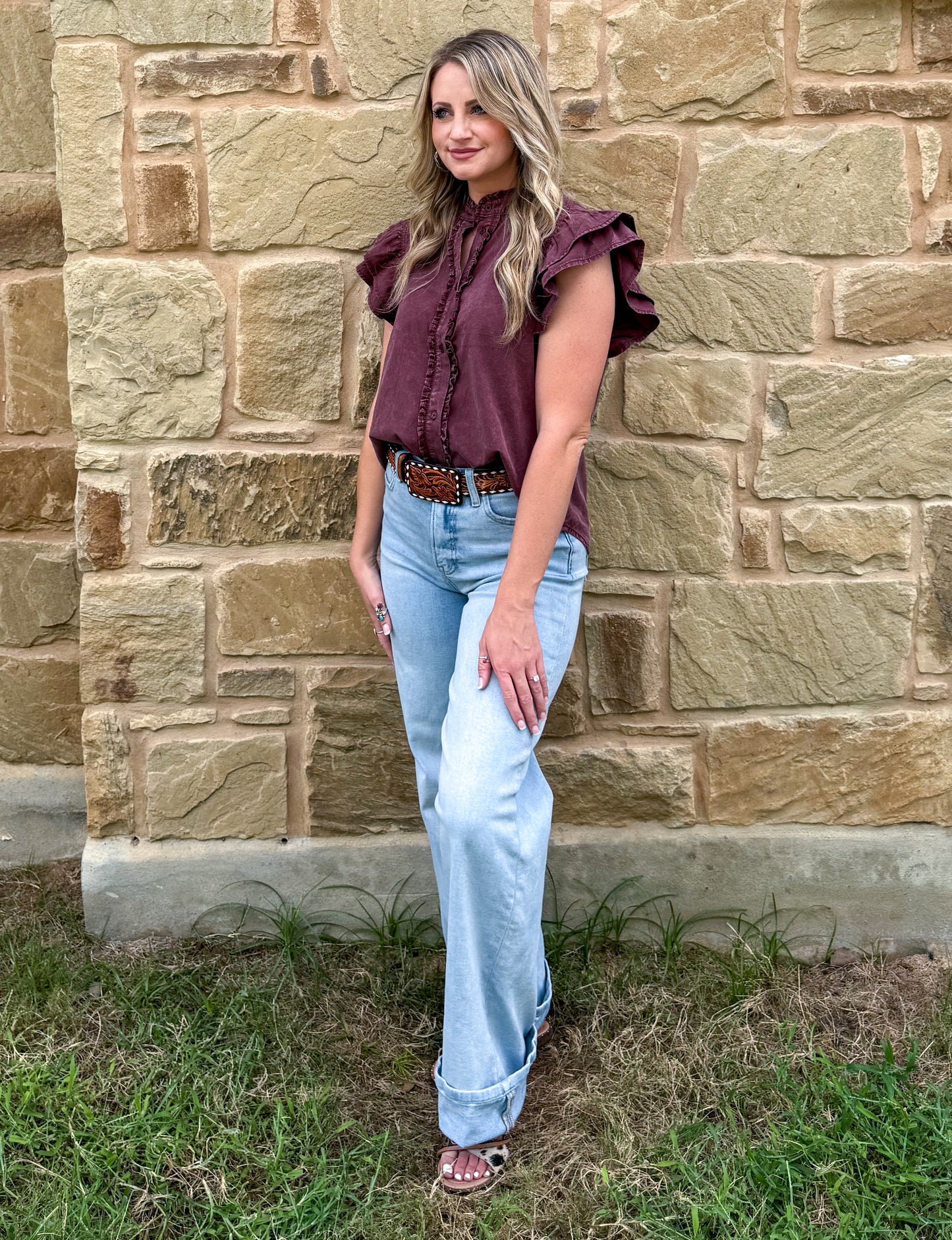 The Annie Oakley Top *Wine