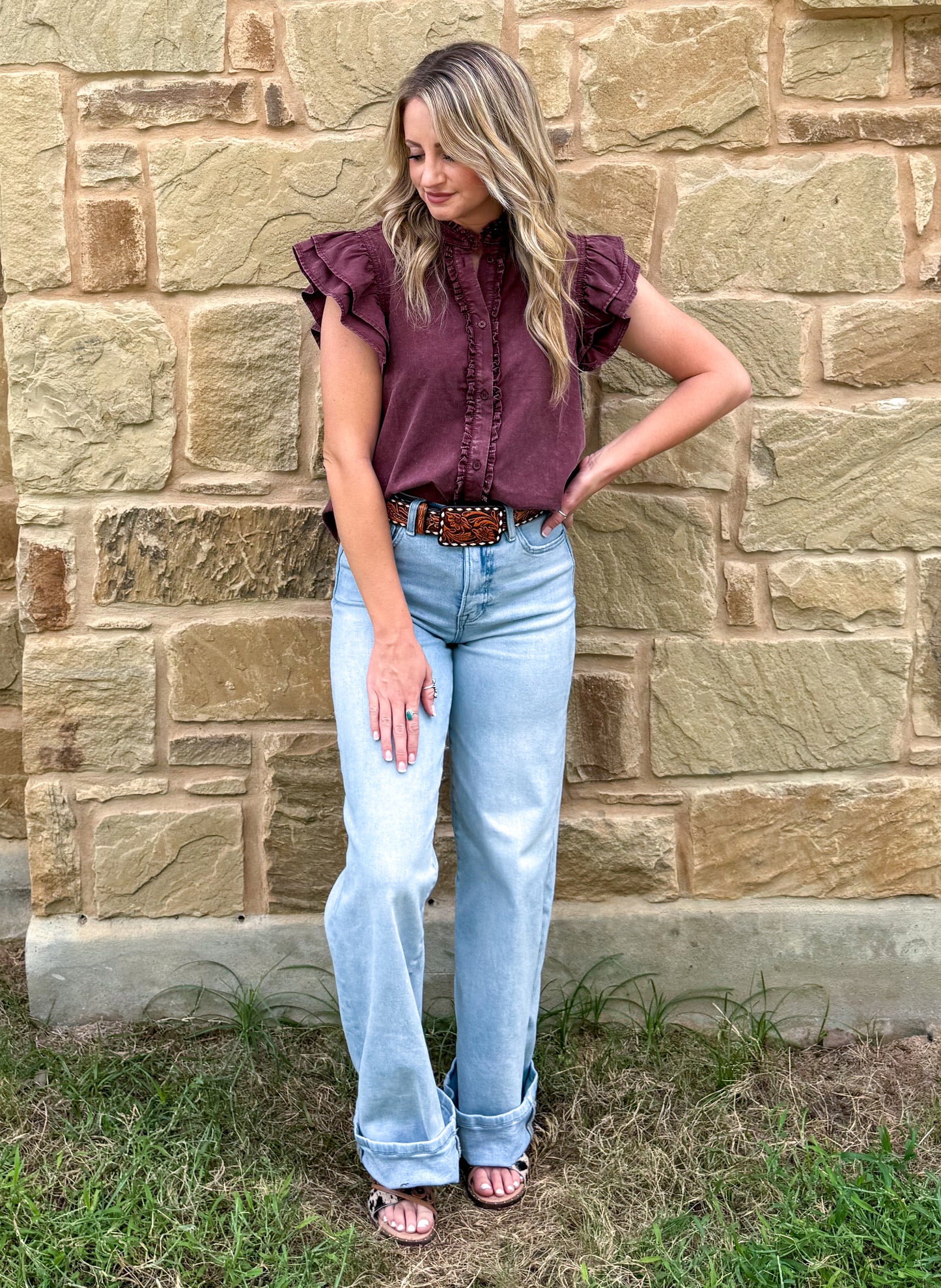 The Annie Oakley Top *Wine