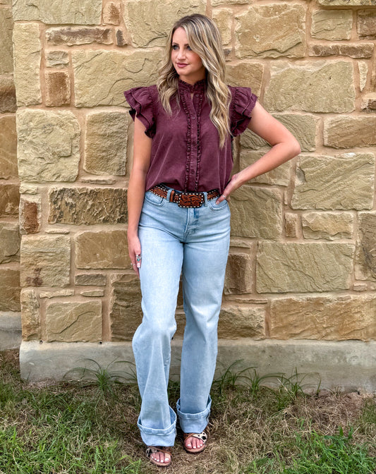 The Annie Oakley Top *Wine