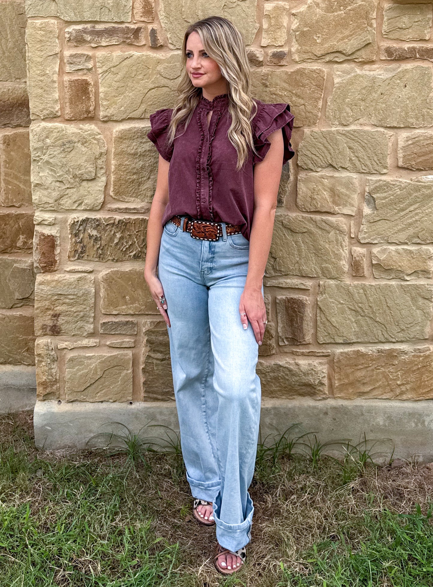 The Annie Oakley Top *Wine