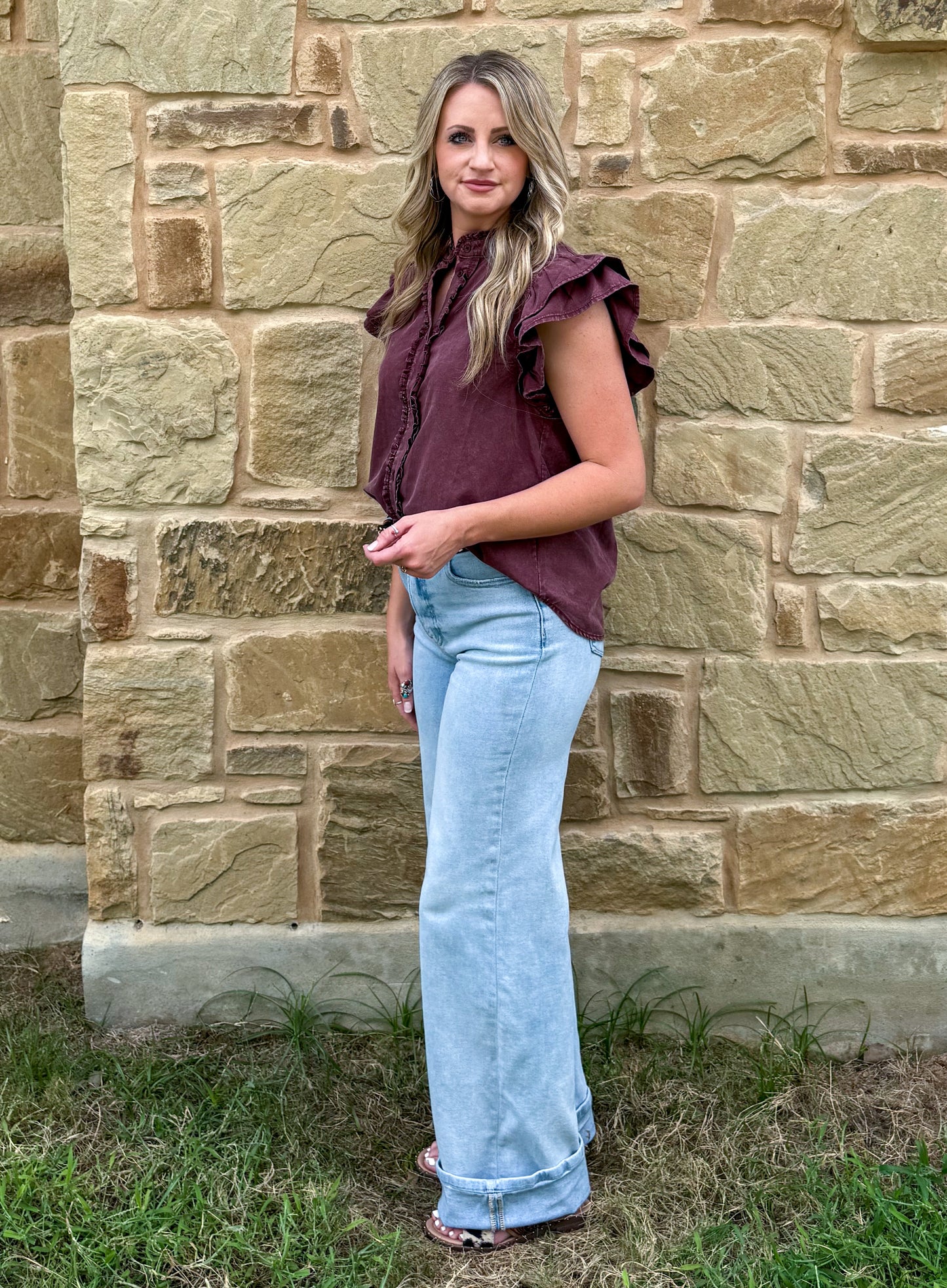 The Annie Oakley Top *Wine
