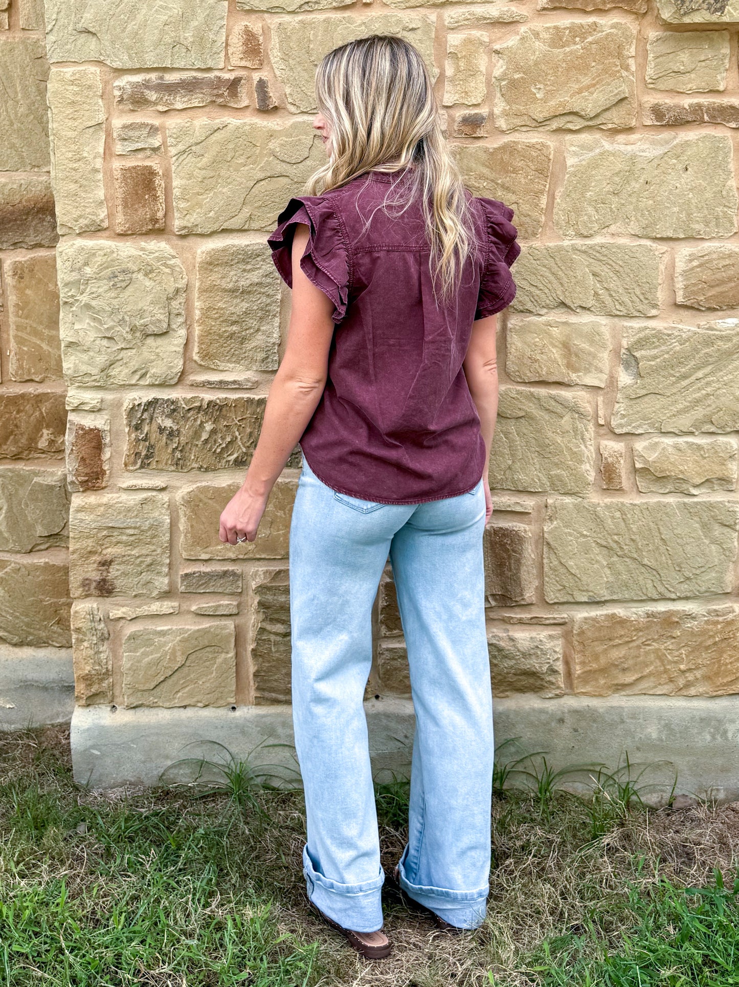 The Annie Oakley Top *Wine