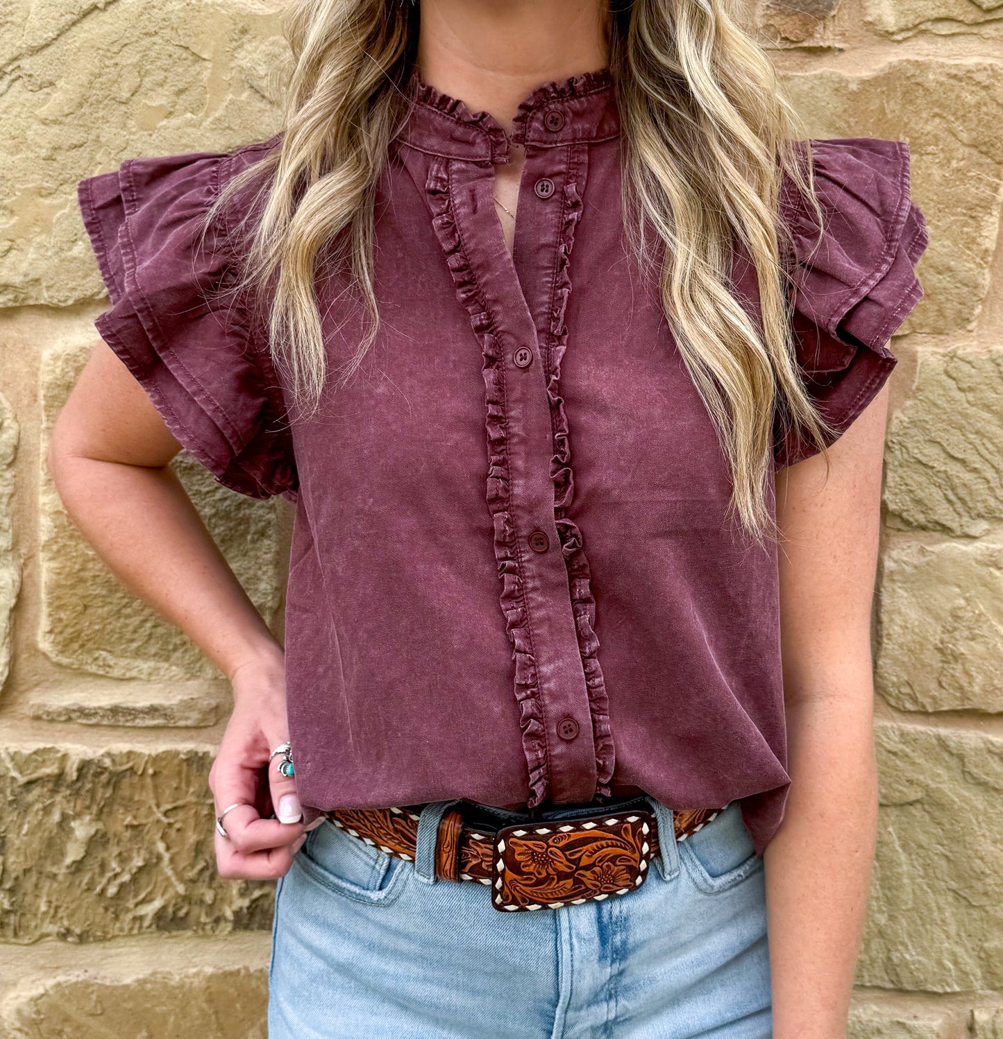 The Annie Oakley Top *Wine