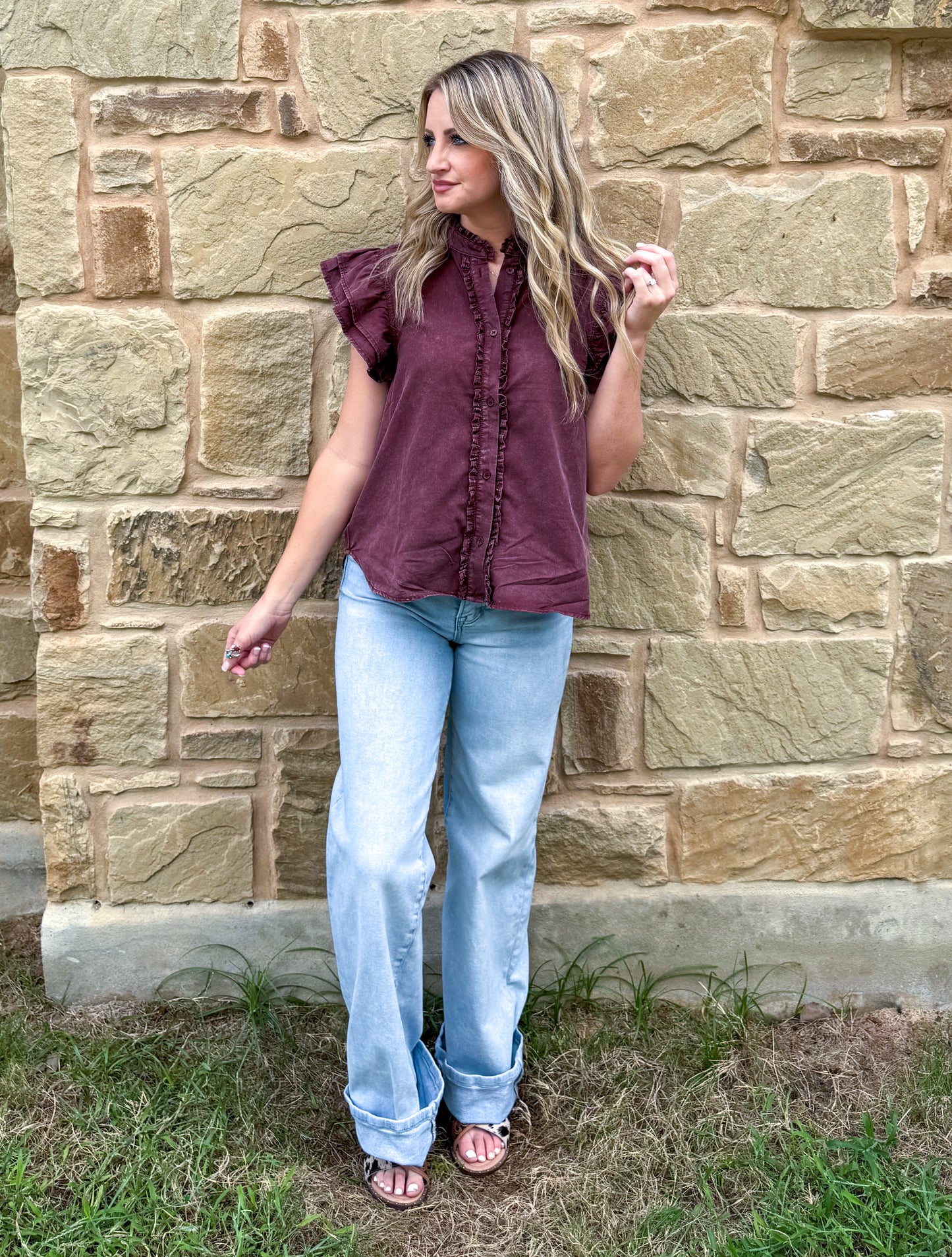 The Annie Oakley Top *Wine