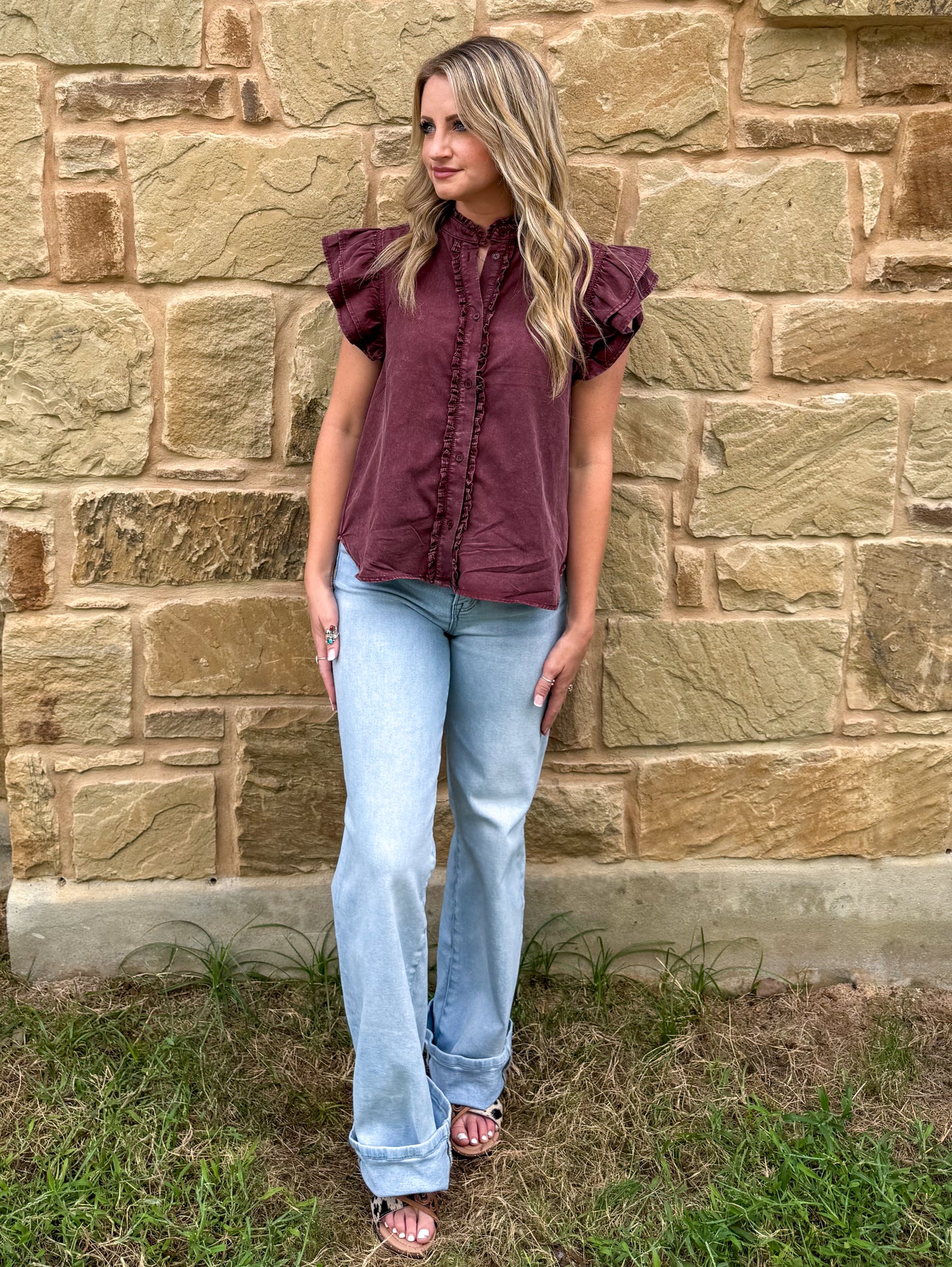 The Annie Oakley Top *Wine