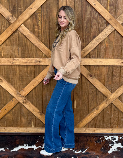 Cowgirl Boots Oversized Sweater Top
